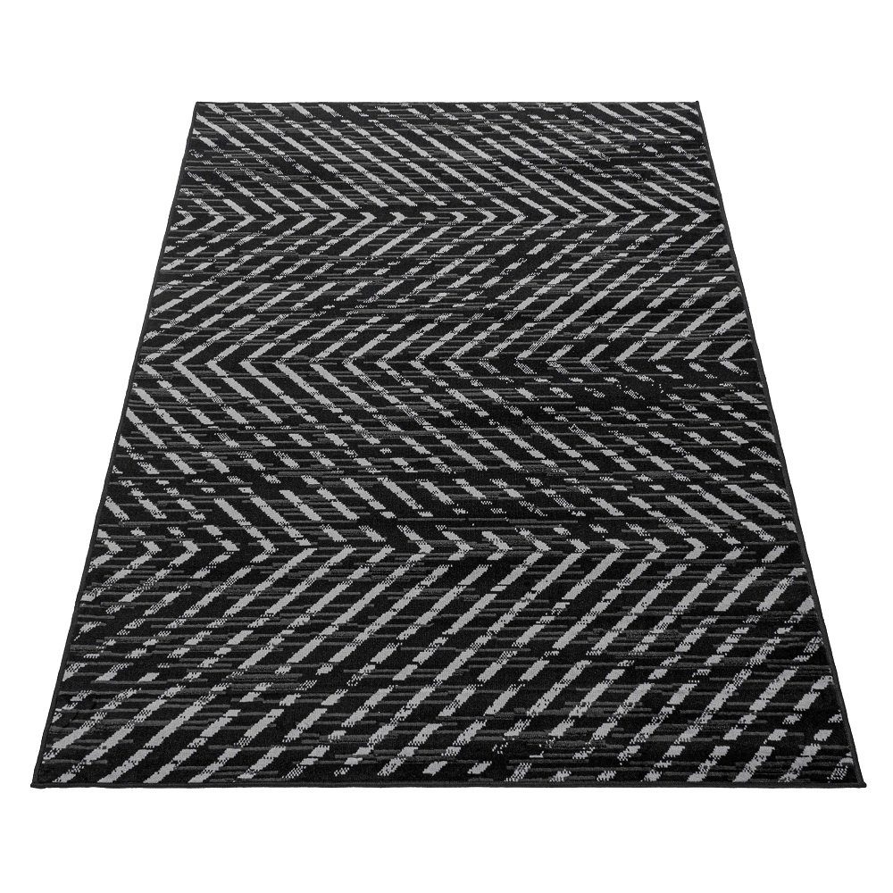 Designteppich Kurzflorteppich Giancasa mit Zick-Zack-Muster, äußerst schwarz pflegeleicht