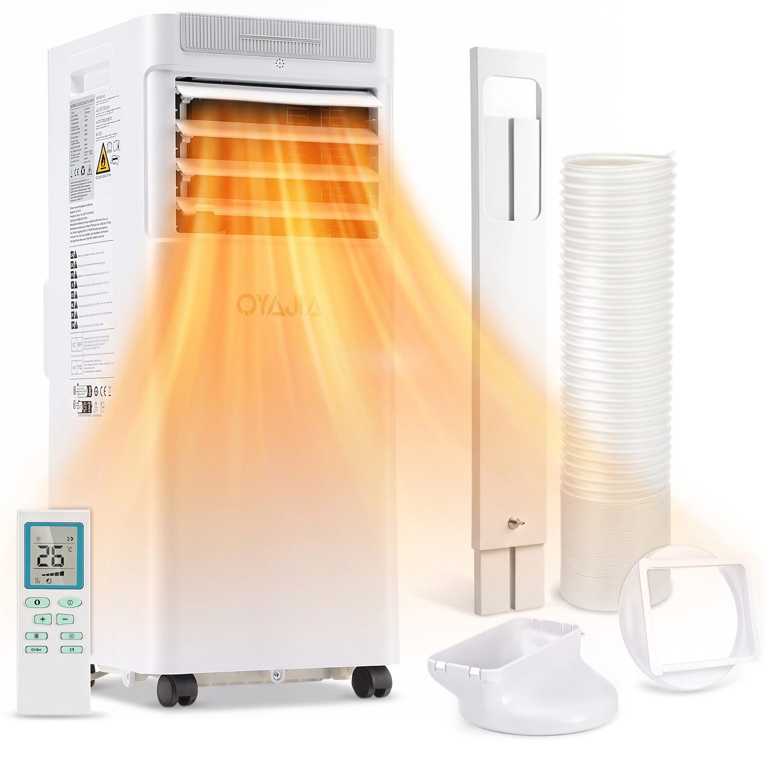 oyajia 4-in-1-Klimagerät Mobiles Klimaanlage mit Heizung, Entfeuchtung, Ventilator & Kühlung, 1600 W Heizfunktion, Entfeuchter bis 40 L/Tag, Schlafmodus, 24H Timer