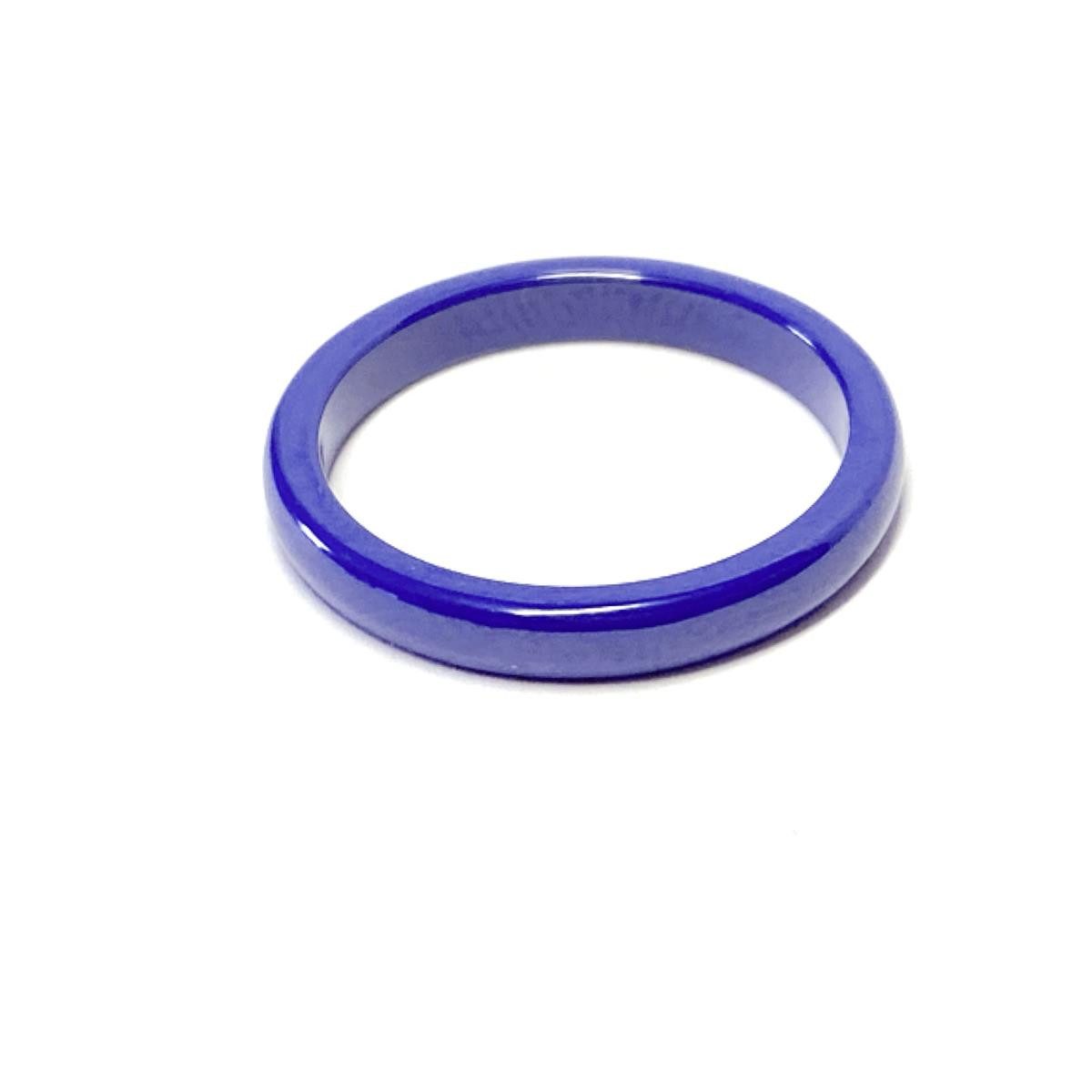 Edelschmiede925 Fingerring edler Keramik Ring halbrund blau 3 mm #58