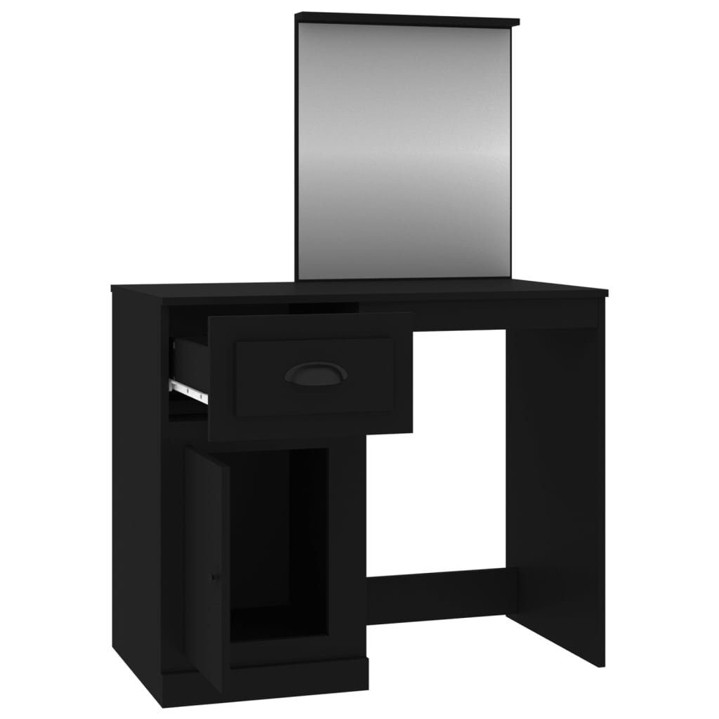 vidaXL Schreibtisch Schminktisch mit Spiegel cm Schwarz 90x50x132,5 Holzwerkstoff