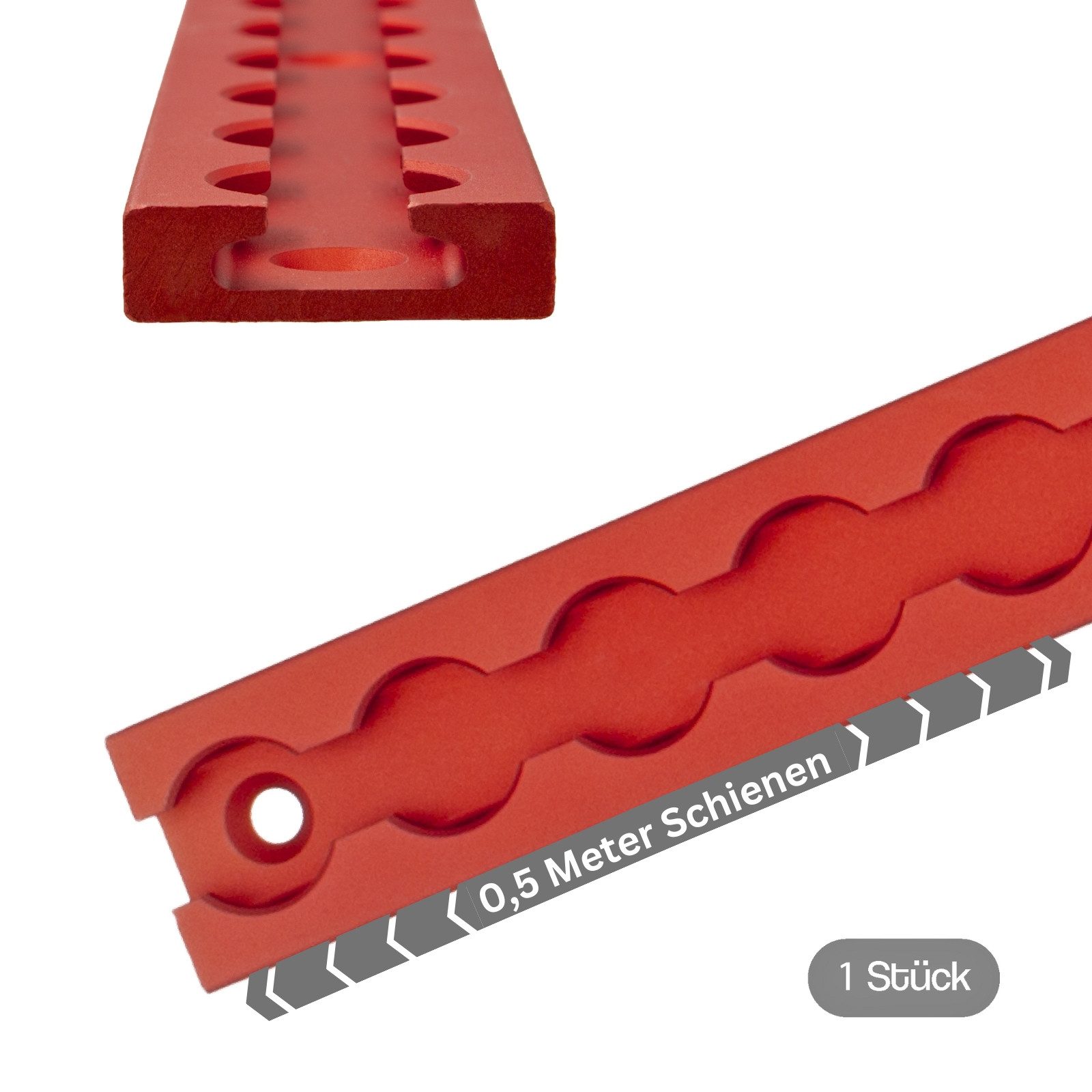 solidpro Spanngurt Airlineschiene 1x 0,5 Meter eckig rot, TÜV zertifiziert, eloxiert (1-St)