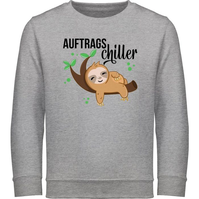 Shirtracer Sweatshirt Auftragschiller mit Faultier schwarz - Tiermotiv Animal Print - Kinder Premium Pullover faultier - auftragschiller - mädchen sweatshirt