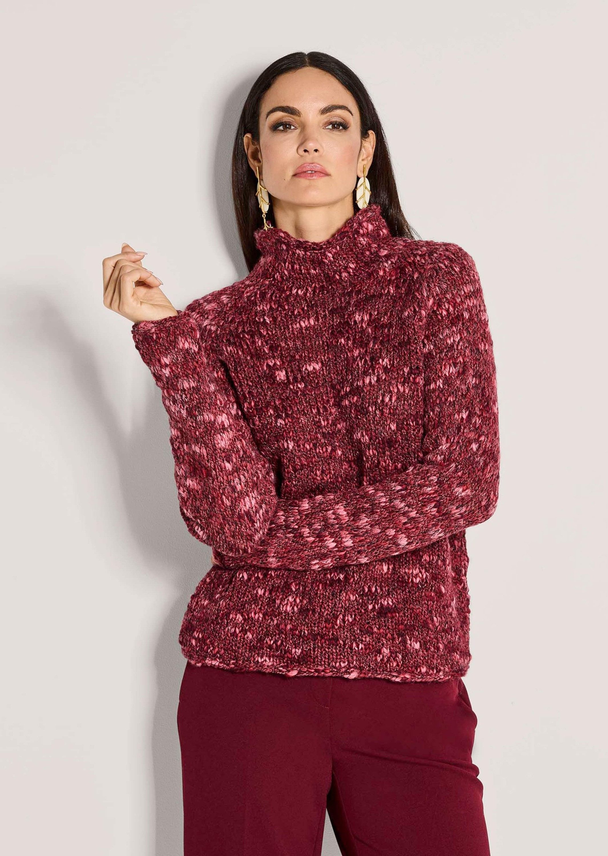MADELEINE Strickpullover Eleganter Grobstrickpullover mit Stehkragen Melier günstig online kaufen