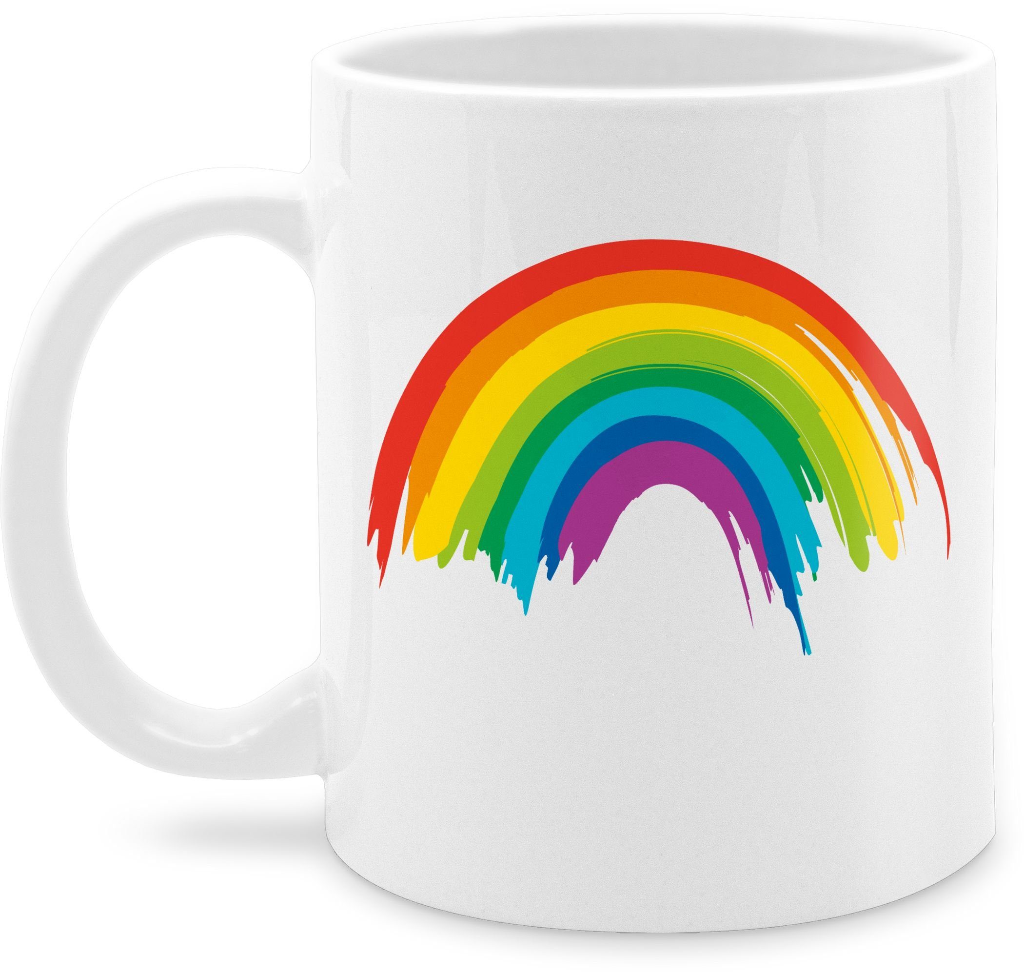 Shirtracer Tasse Regenbogen LGBT & LGBTQ, Tasse 3 Weiß LGBT Keramik, Pride