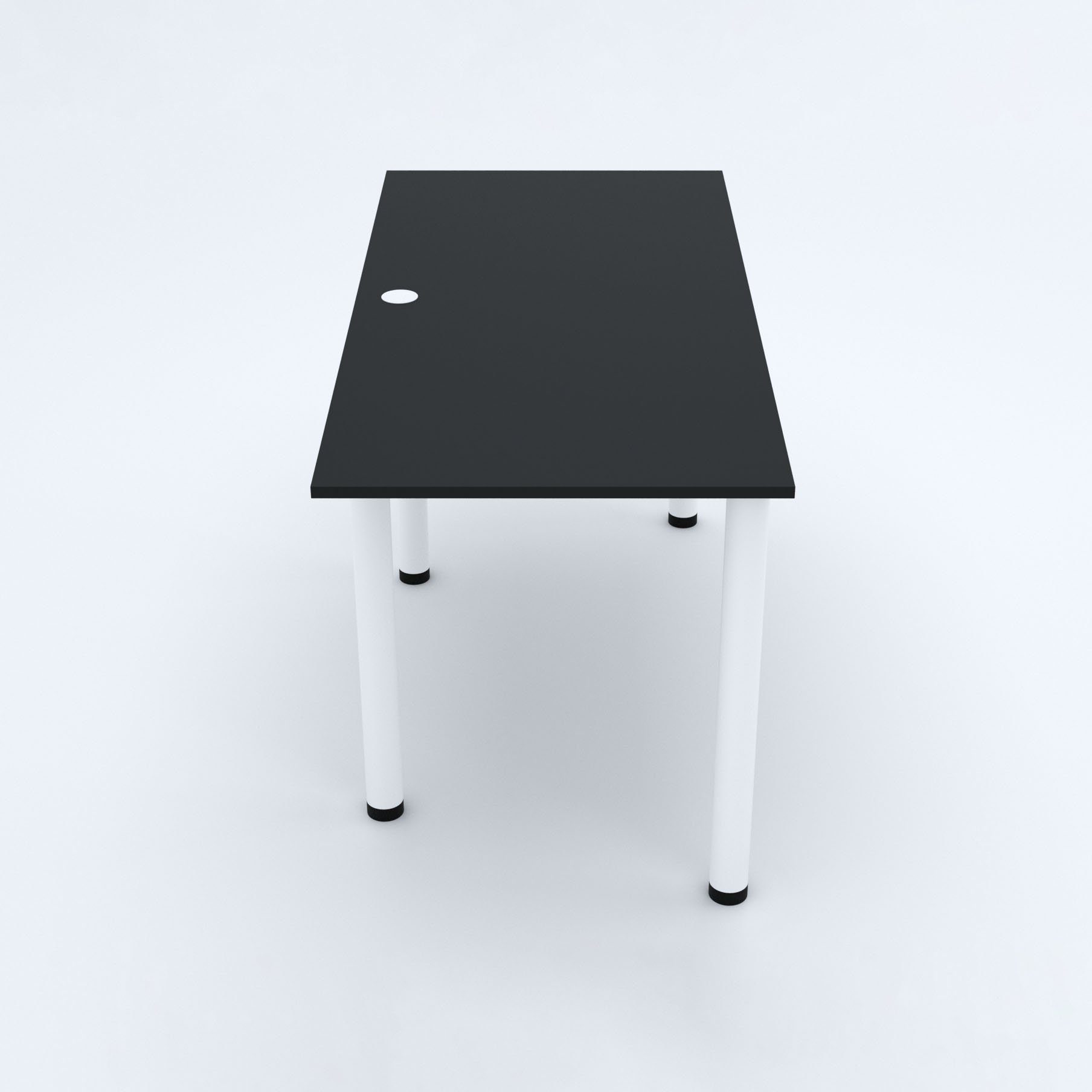 AKKE Schreibtisch, Schreibtisch und Kabeldurchführung Beinen Schwarz mit 2mm PVC weißen