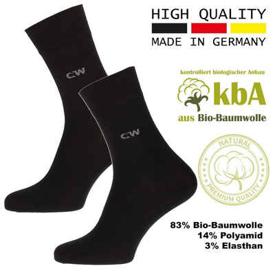 Christian Wippermann Businesssocken Herren Business Socken Herrensocken Schwarz Biobaumwolle Made in Germa (Karton, 10-Paar) mit eingesticktem Logo