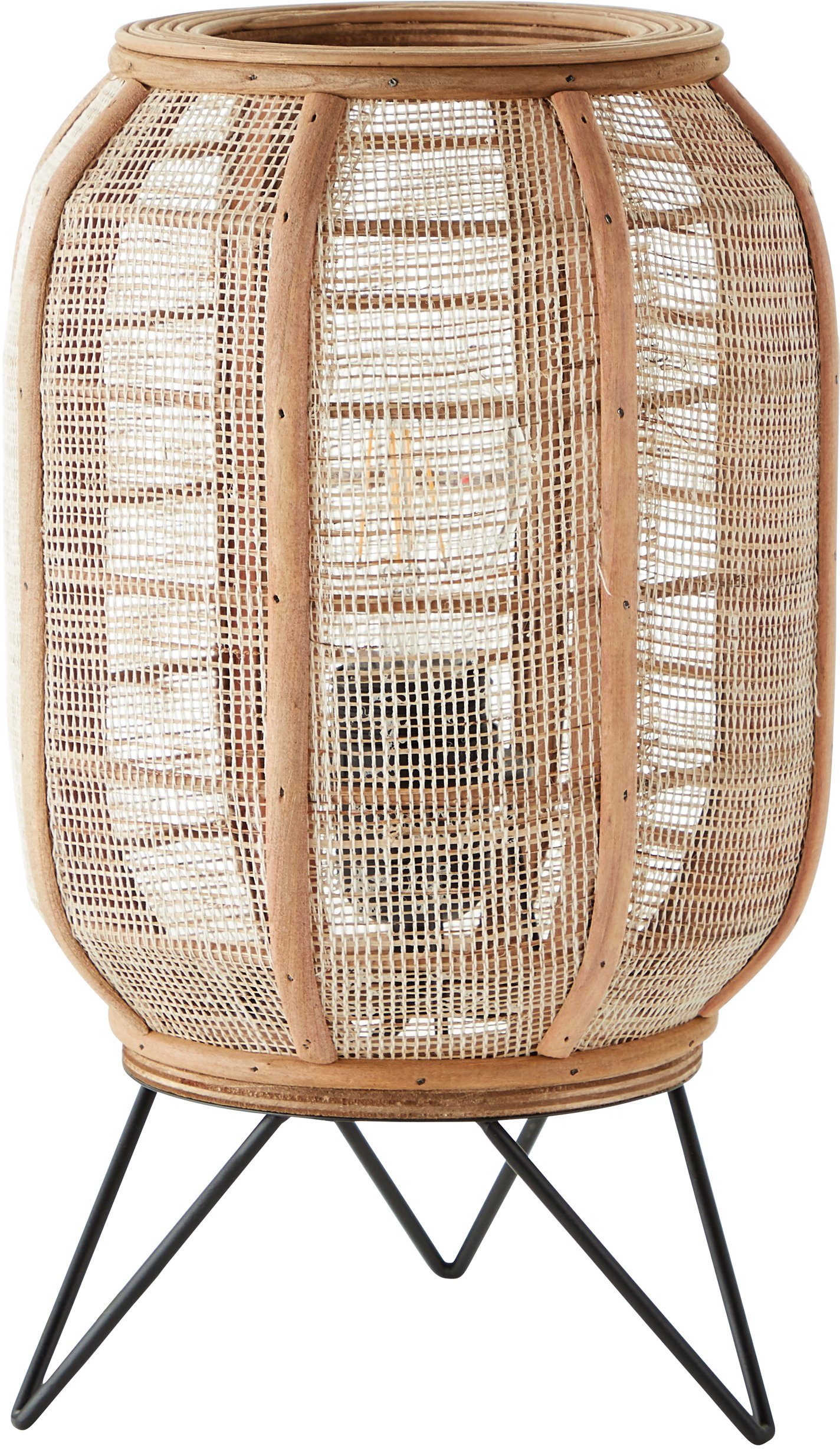 Textil mit aus Holz Tischlampe Tischleuchte affaire Höhe, 32cm ohne Nature im Rouez, Home Style und Leuchtmittel, Schirm