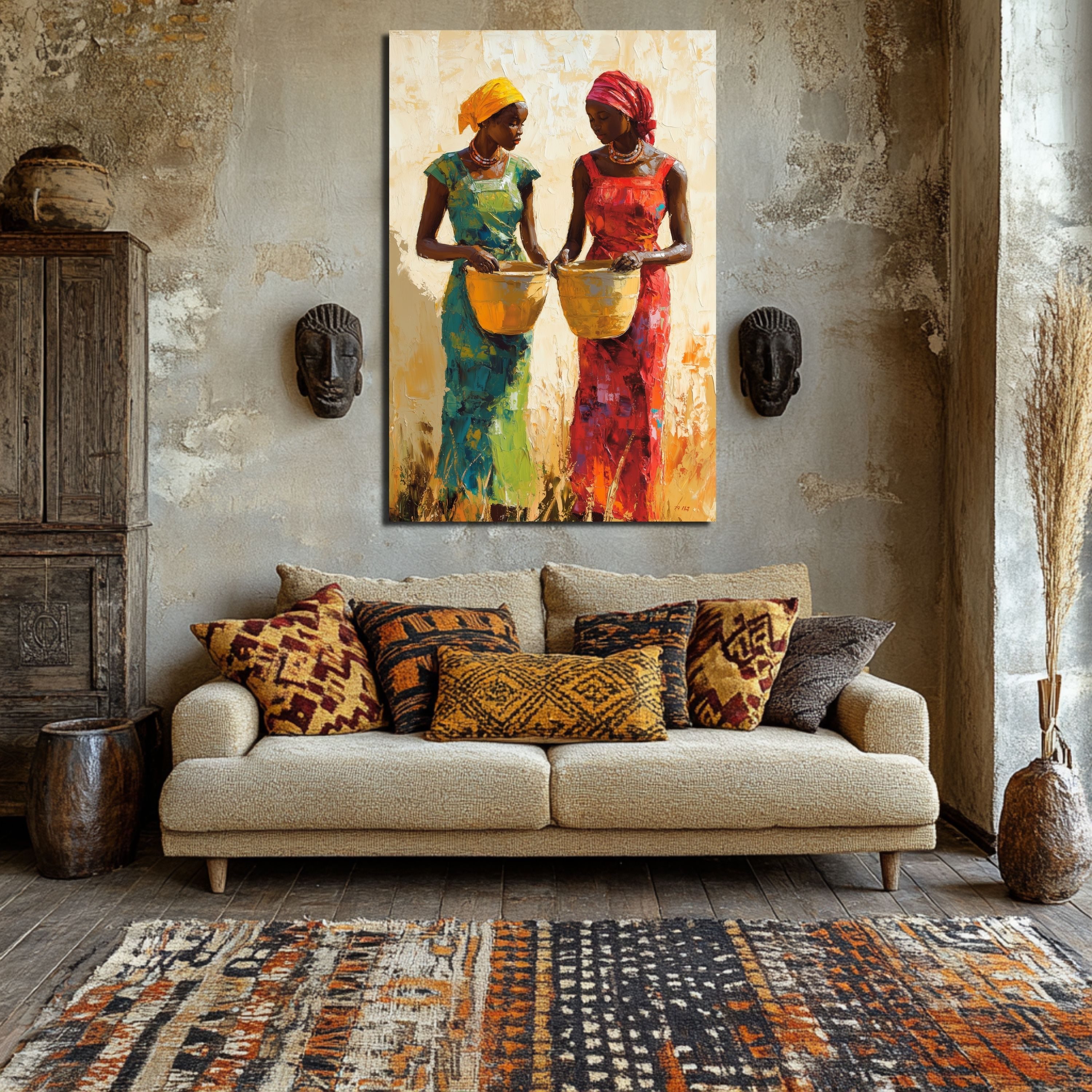 DARO Design Leinwandbild Modern Abstrakt Wandbilder XXL Wandbild Wand Deko Leinwand Bilder, (Frauen mit Wasser - Bild groß Wohnzimmer Schlafzimmer Küche Esszimm – Bild 5 von 5