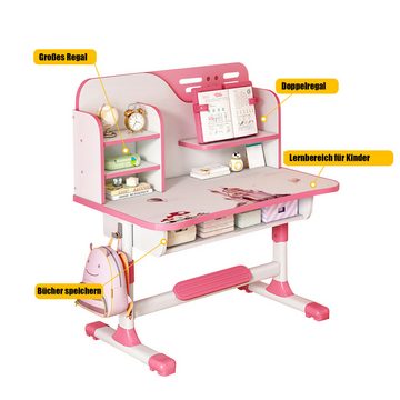Rutaqian Kindertisch Höhenverstellbarer Kinderschreibtisch und Stuhl Set, Schreibtisch Kinder mit Stuhl und Schublade inkl.