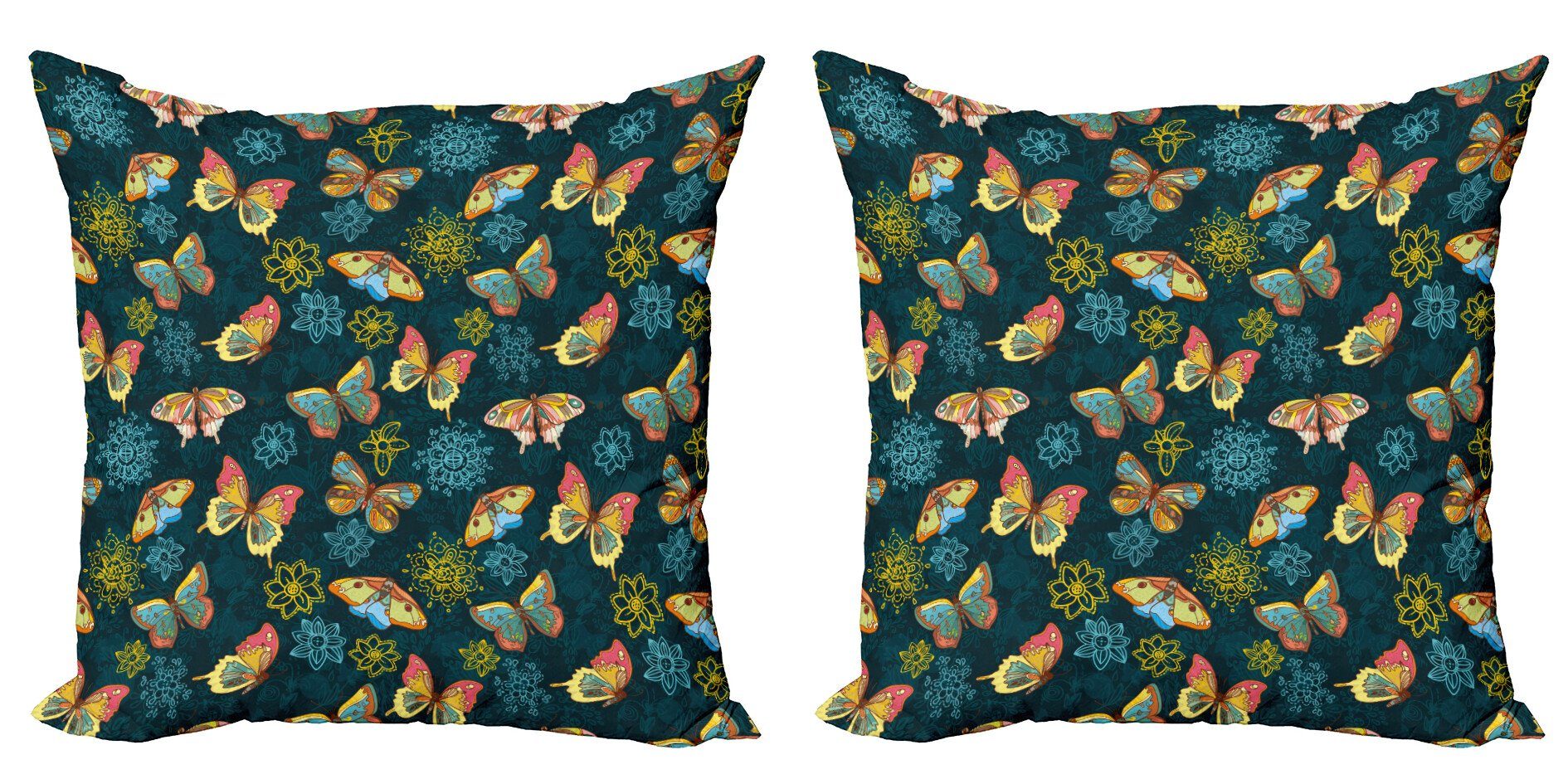 Digitaldruck, Schmetterlinge Abakuhaus Stück), Blumen und Accent (2 Modern Doppelseitiger Kissenbezüge Blumen