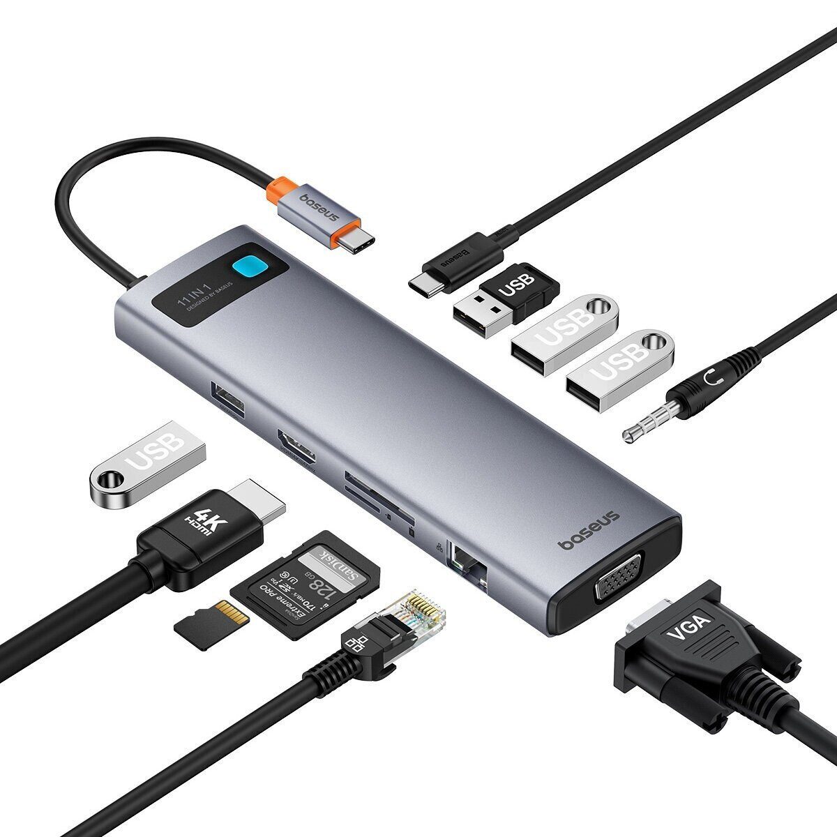 Baseus HUB 11in1 USB-C zu USB-C PD / 3x USB-A 3.0 / HDMI / VGA USB-Adapter