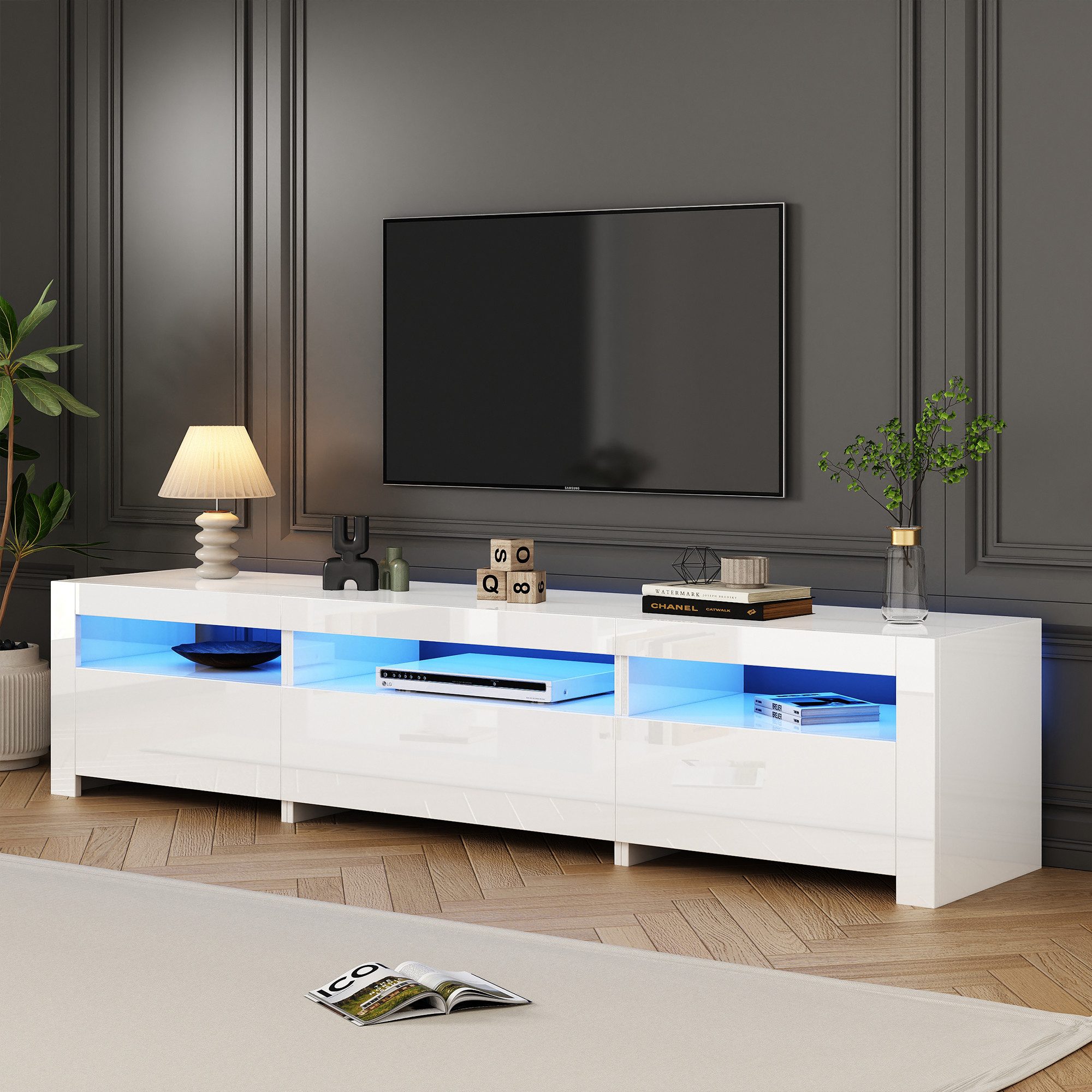 OKWISH Lowboard Hochglanz-Finish (TV-Unterschrank, Fernsehtisch,TV-Board, 1 günstig online kaufen