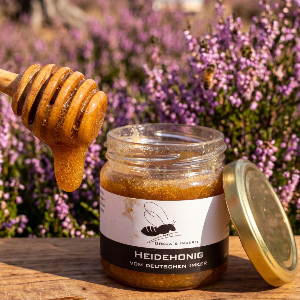 Grega´s Imkerei Honig Heidehonig aus Deutschland, 1 x 250 g, herb & malzig Heidehonig direkt vom Imker – Bild 4 von 5