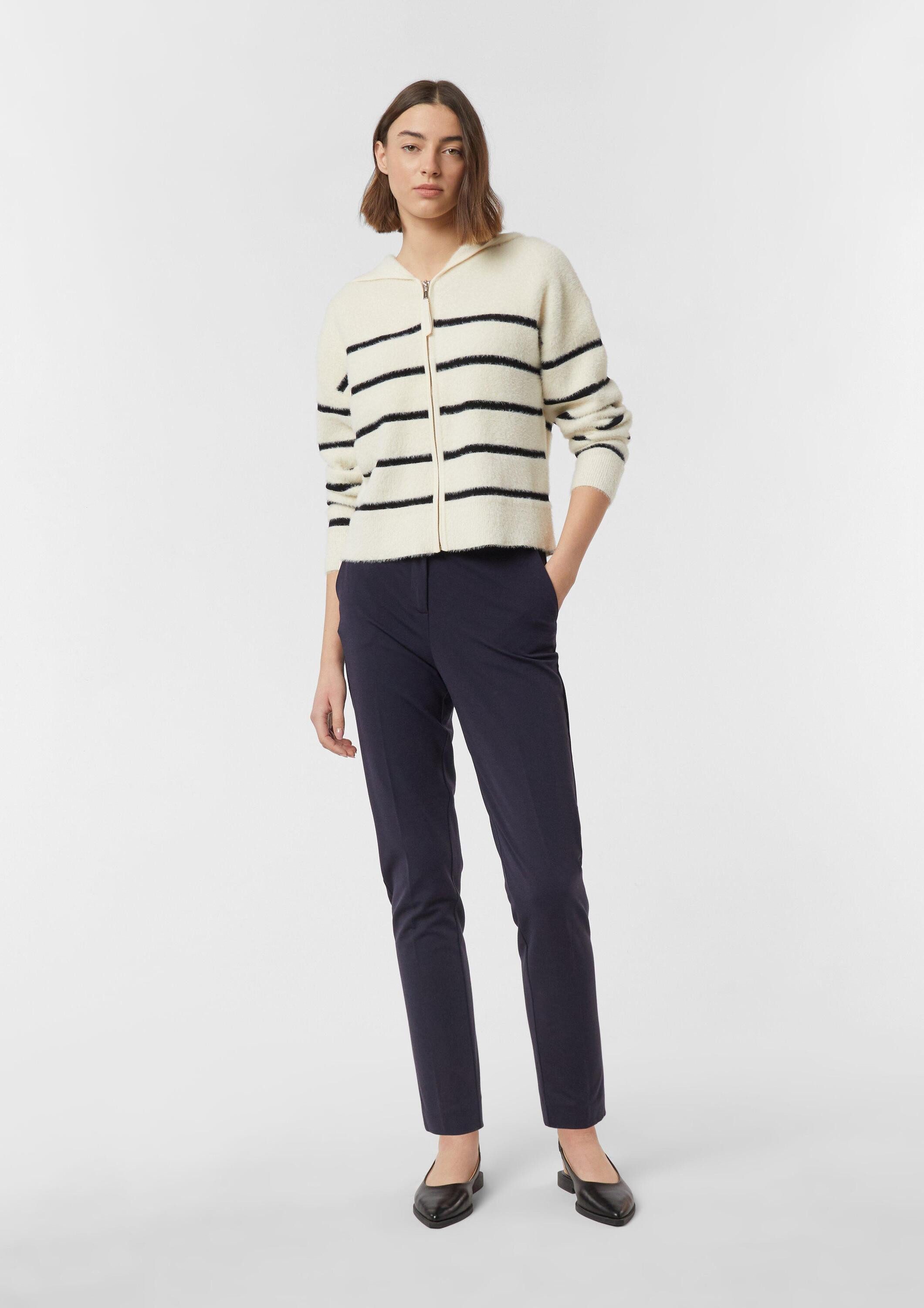 comma Cardigan Strickjacke Kuscheliger Ringelcardigan mit Kapuze