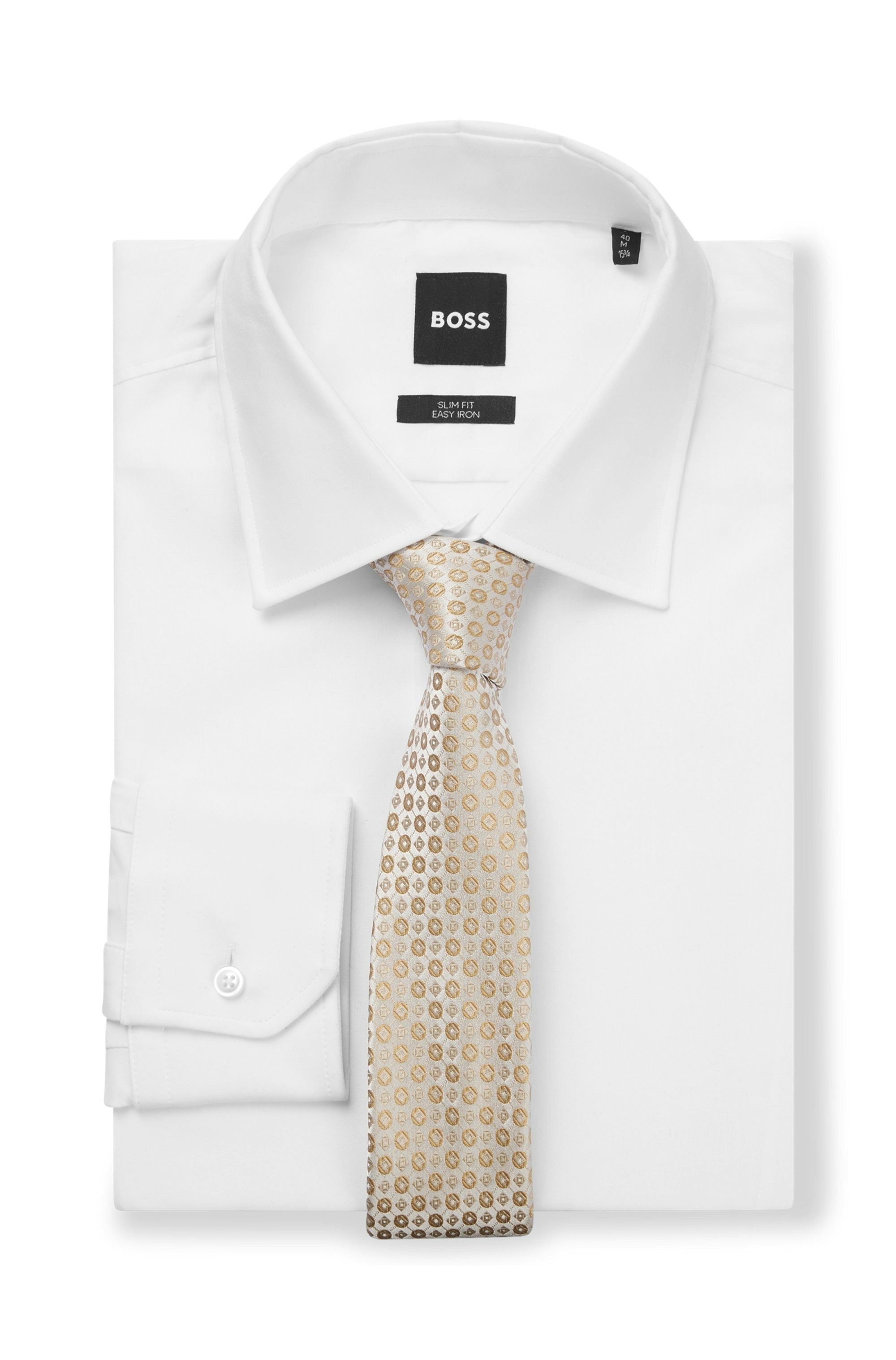 BOSS Krawatte H-Tie 6 cm aus einem Seiden-Mix mit Jacquard-Muster