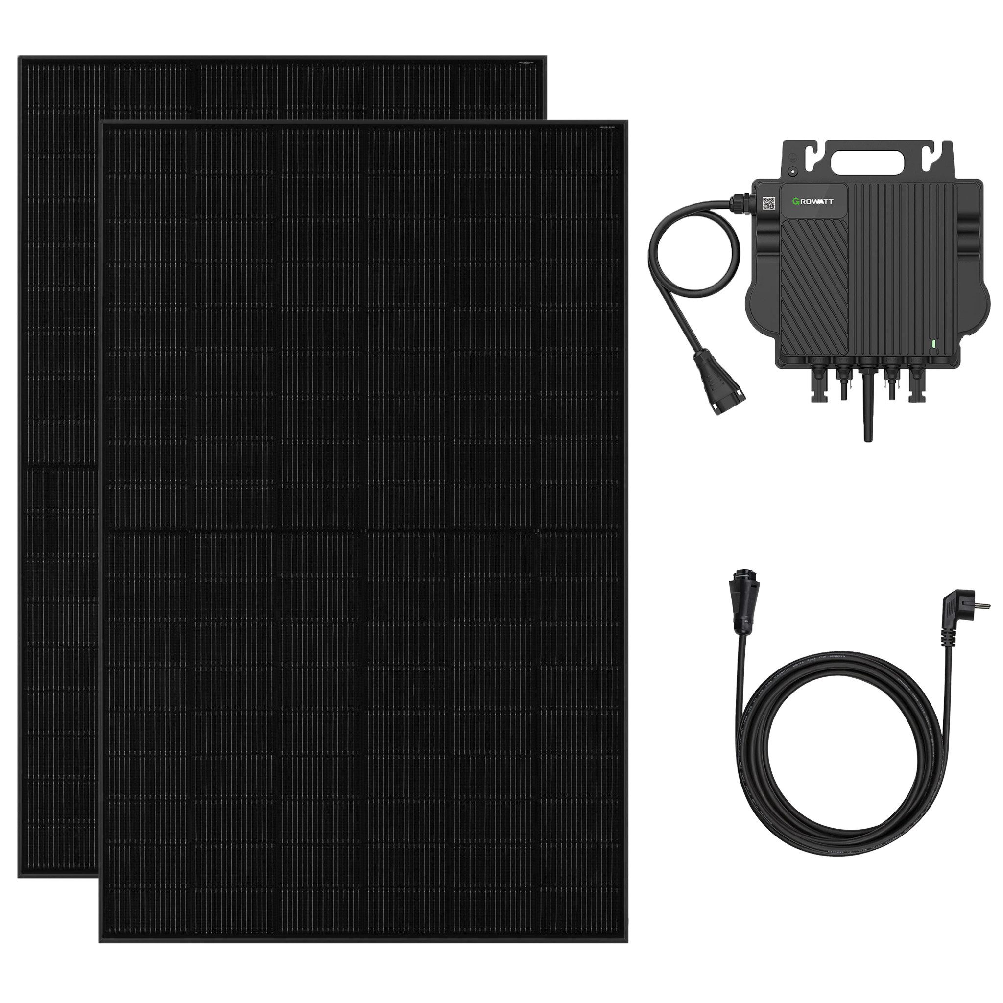 Growatt Balkonkraftwerk 910W Balkonkraftwerk Komplettset mit NEO 800W Mikro-Wechselrichter, 800 W, Monokristallin, (Set, 2-St., 2×455W JA Solar Modul+1×Growatt NEO 800W Mikro-Wechselrichter), mit 5M AC Kabel, Plug und Play