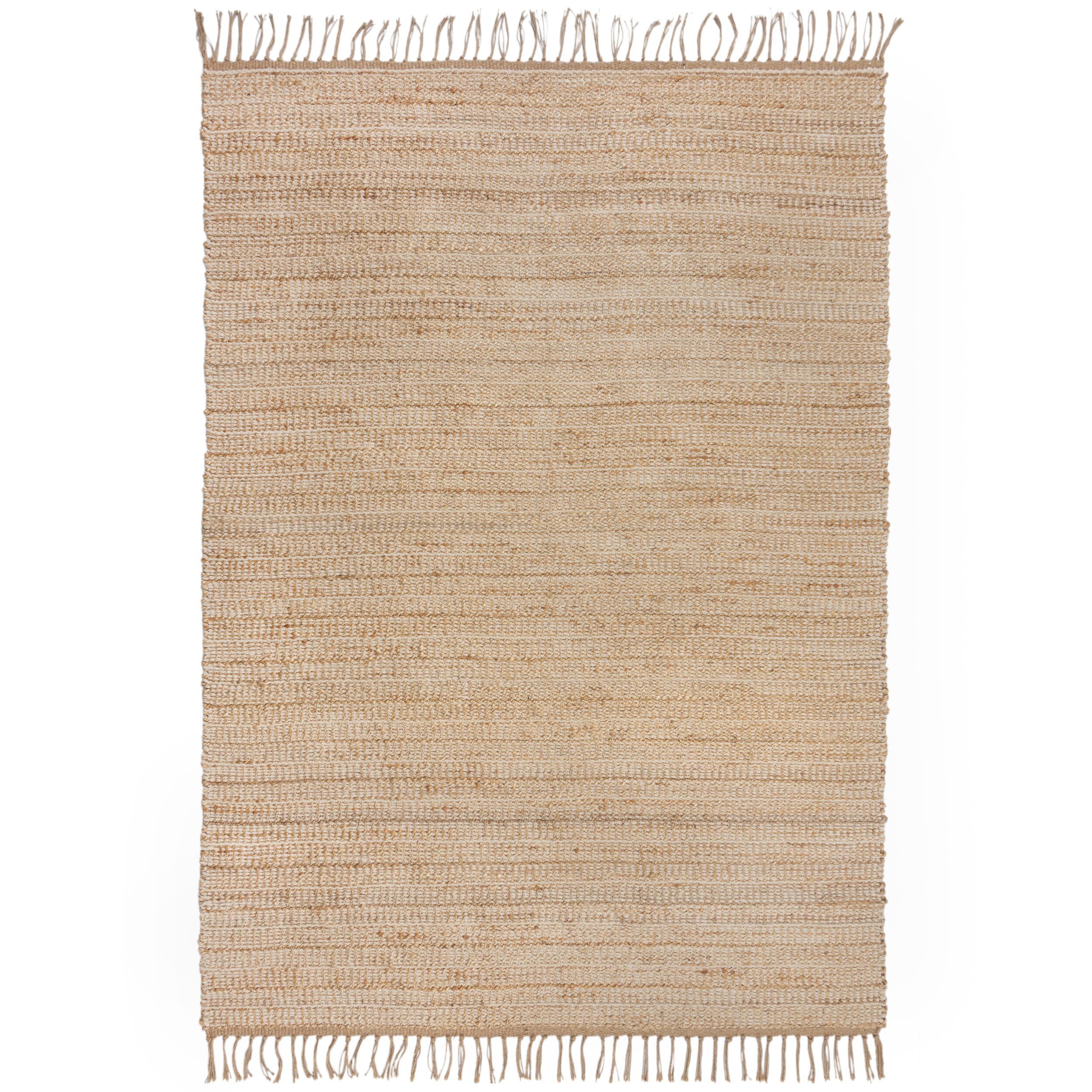 Teppich Handgewebter Fransen-Teppich CONWY in Beige - Natürlich, KADIMA DESIGN, Rechteckig