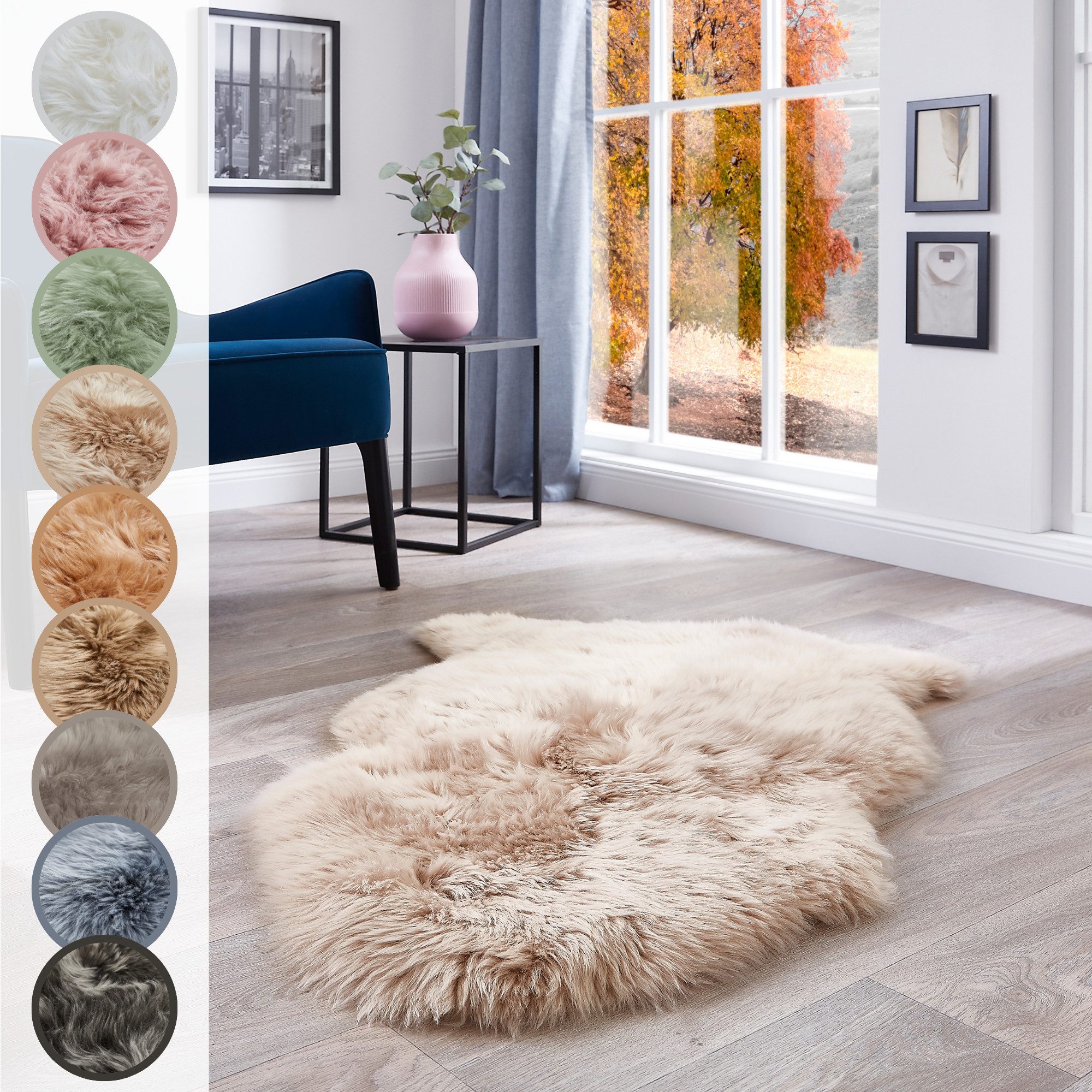 LUXOR living Fellteppich Schaffell Namika, fellförmig, Höhe: 50 mm, echtes Lammfell, weich & flauschig, große Farbauswahl, in 2 Größen