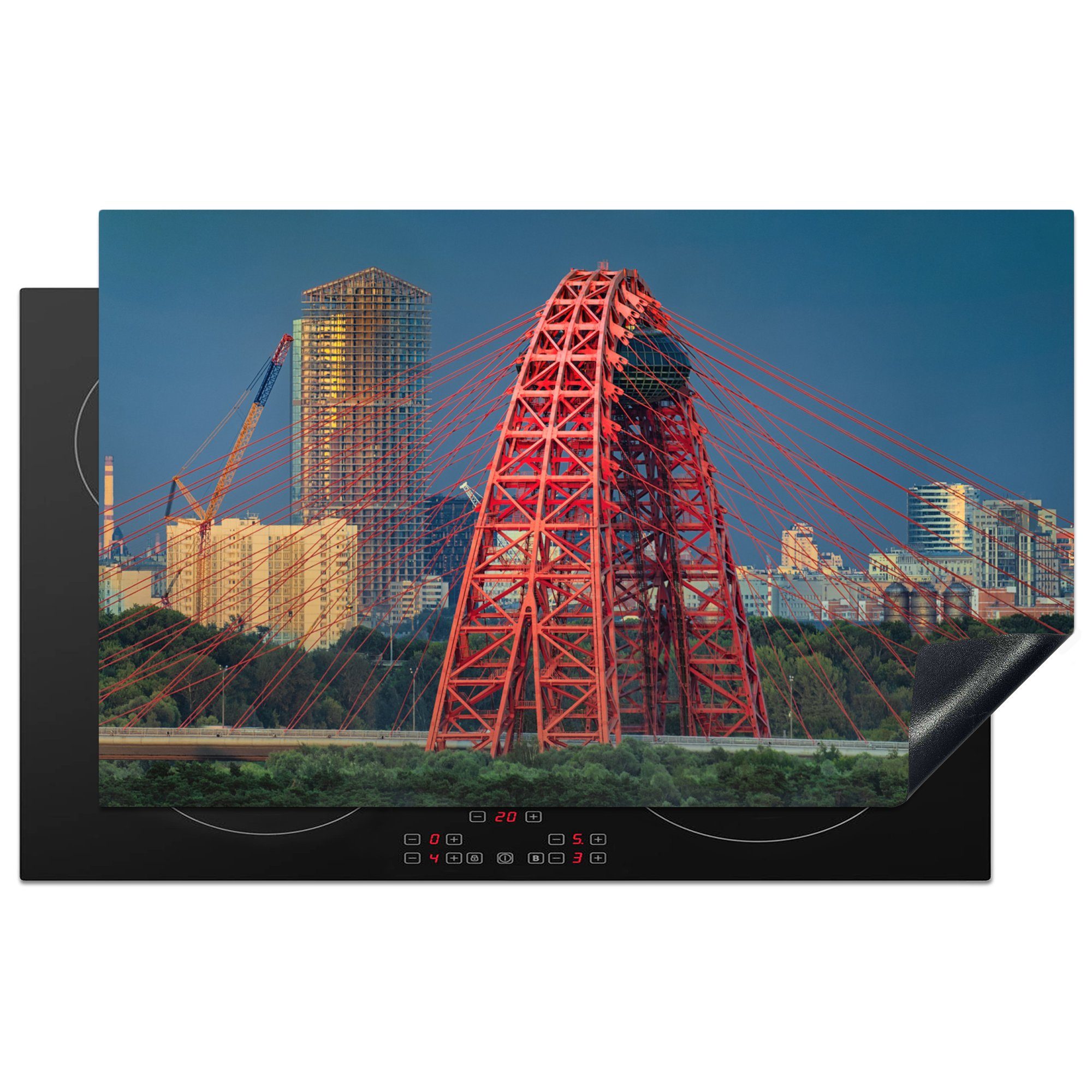 MuchoWow Herdblende-/Abdeckplatte Nahaufnahme einer Brücke in Moskau, Vinyl, (1 tlg), 83x51 cm, Ceranfeldabdeckung, Arbeitsplatte für küche