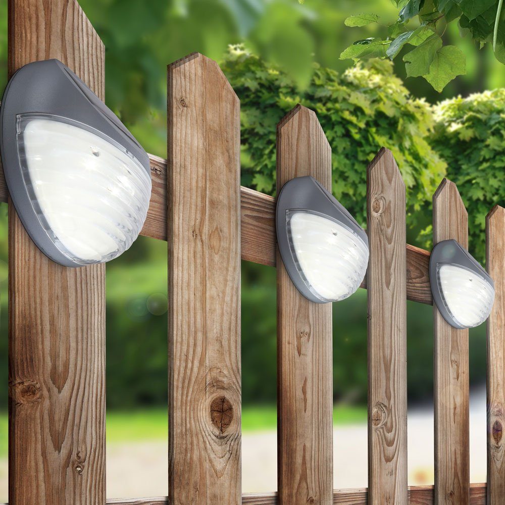 etc-shop Außen-Wandleuchte, LED-Leuchtmittel fest verbaut, 8er Lampen Set Zaun Solar LED Leuchten IP44 Außen Garten Beleuchtungen