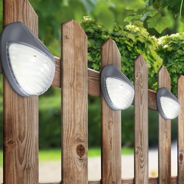 etc-shop Außen-Wandleuchte, LED-Leuchtmittel fest verbaut, 8er Set LED Solar Außen Garten Lampen Zaun Leuchten IP44 Beleuchtungen