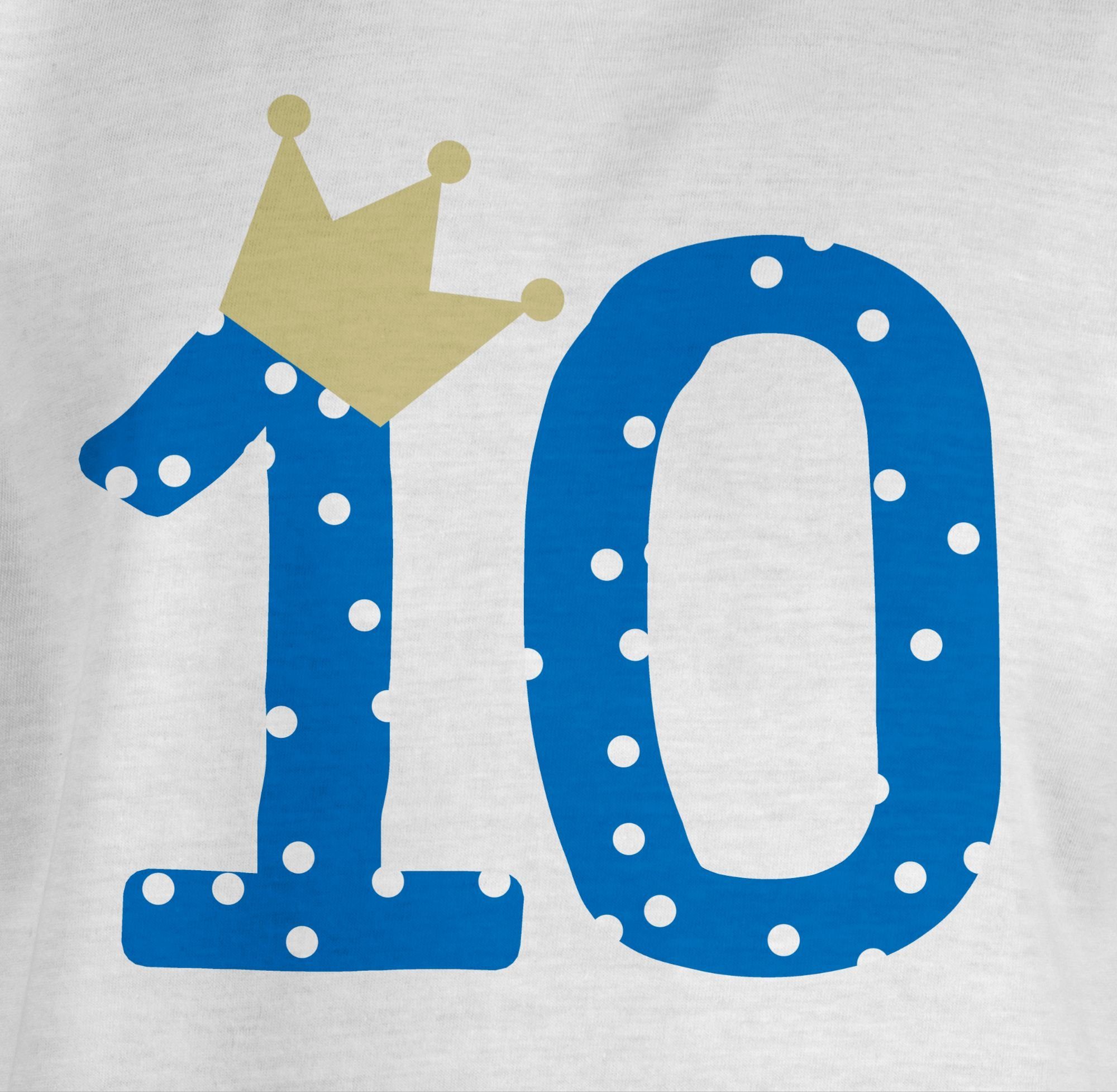 Shirtracer T-Shirt Zehnter 3 10. Jahre Geburtstag Geburtstag Weiß 10