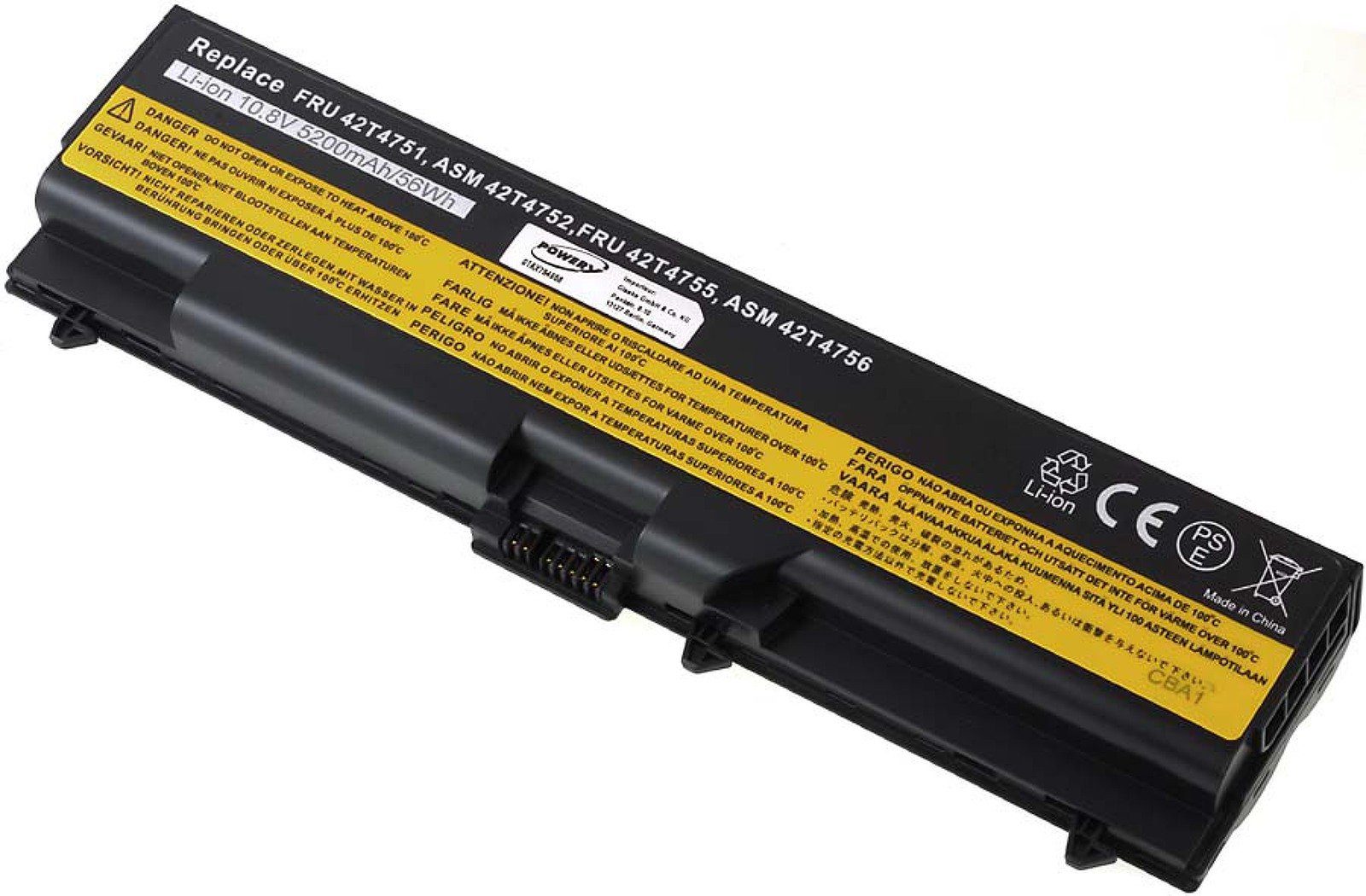 Powery Akku für Lenovo E520 (10.8 ThinkPad Laptop-Akku Edge V) 5200 mAh