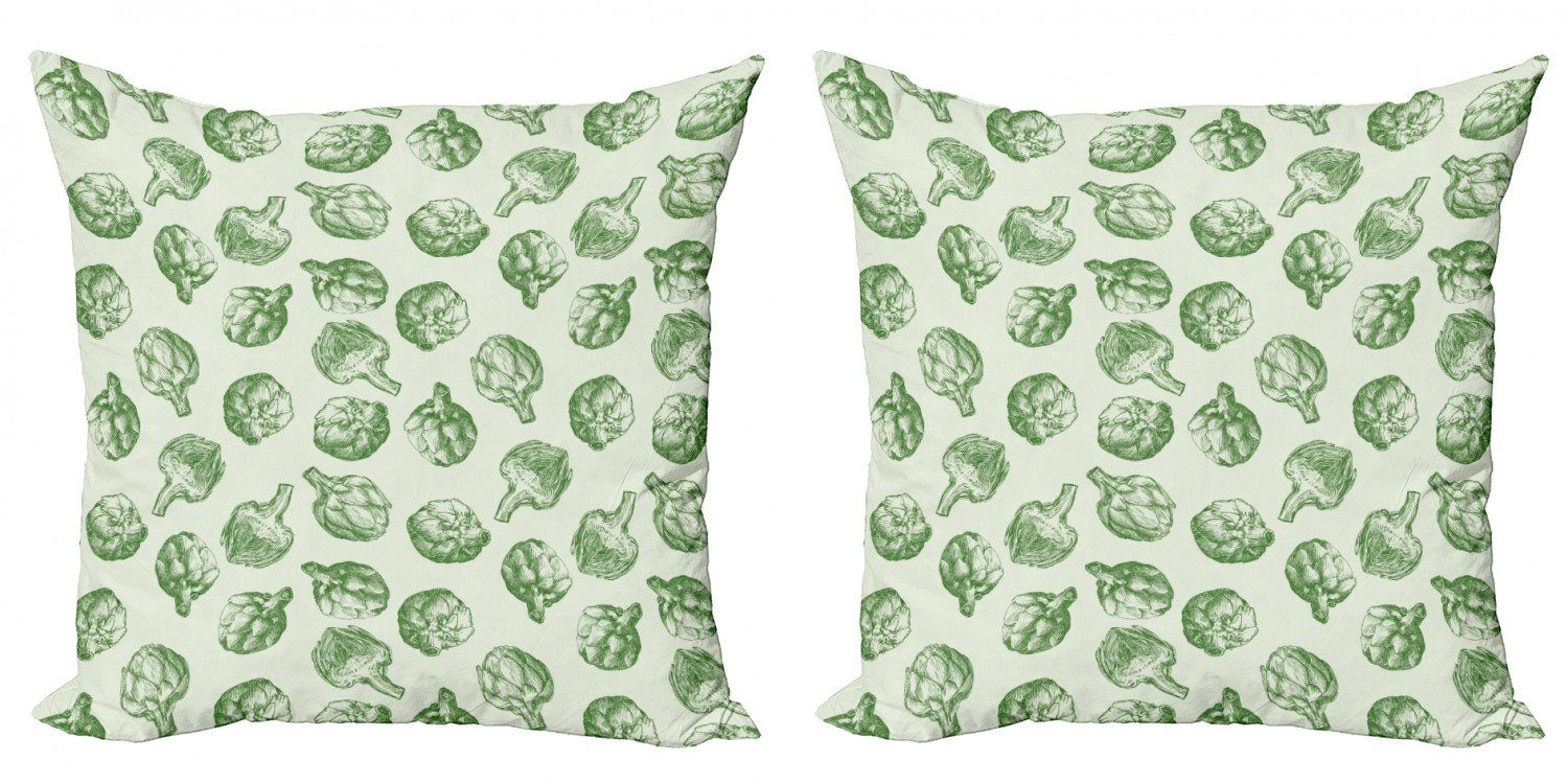 Kissenbezüge Modern Accent Doppelseitiger Digitaldruck, Abakuhaus (2 Stück), Artischocke Grün und frische Lebensmittel