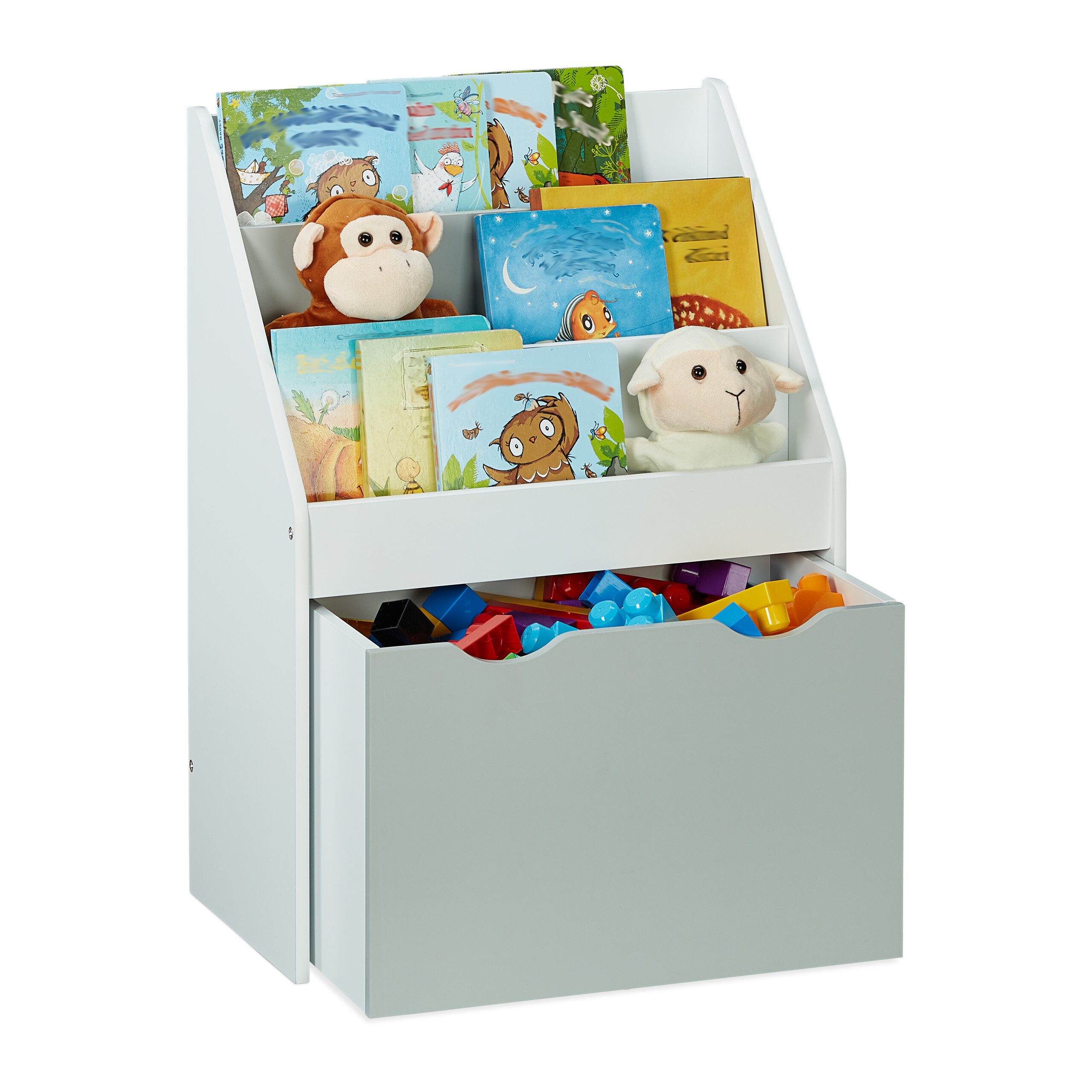 relaxdays Standregal Kinderregal mit Spielzeugkiste günstig online kaufen