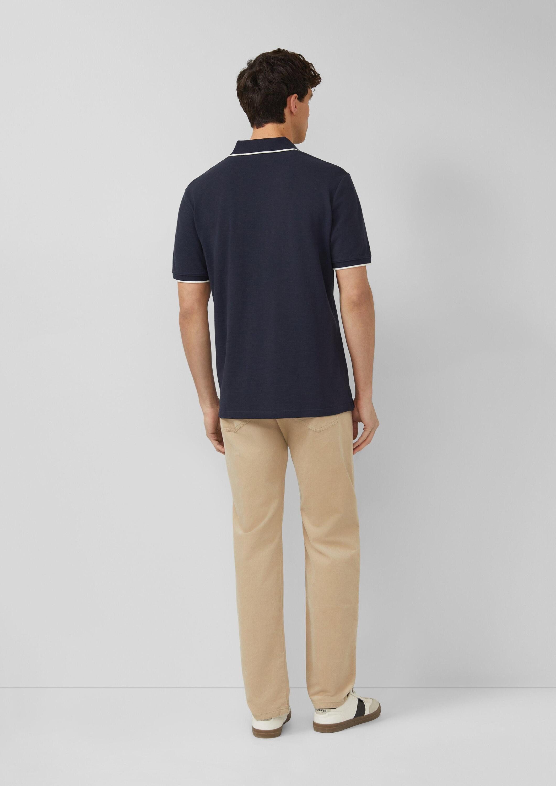 s.Oliver Kurzarmshirt Polo-Shirt Poloshirt aus Flammgarn-Piqué mit Kontrastabschlüssen