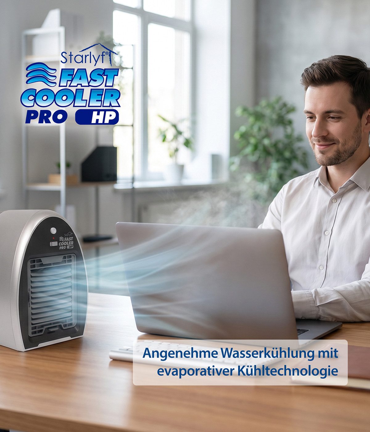 Genius Tischventilator Fast Cooler Pro HP Set 2-tlg., Luftkühler mit Wasserkühlung, angenehme, kühlende Luftströmung