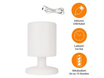 smartwares LED Tischleuchte, Farbwechsel, LED fest integriert, Warmweiß, Farbwechseler, Outdoor Akku Außenleuchte ohne Strom-kabel RGB Lichtwechsel, H: 25,5cm