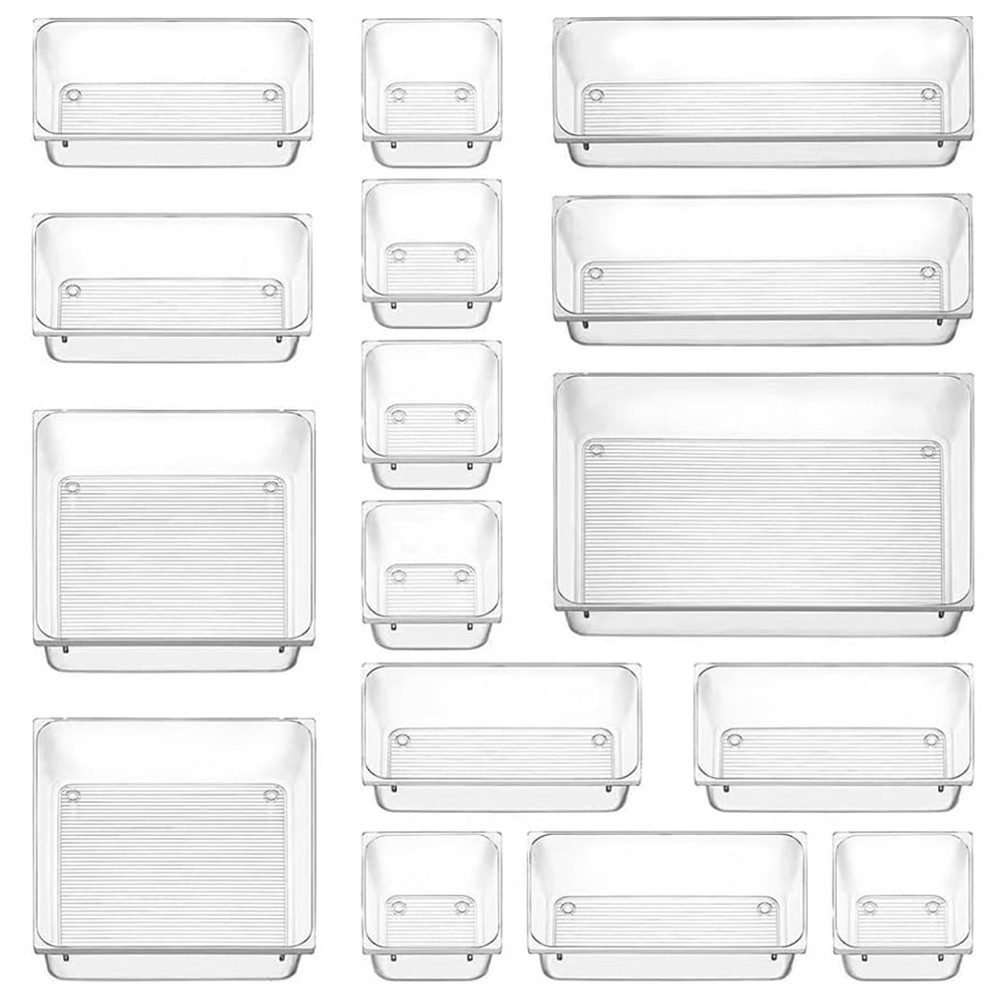 TUWENA Schubladeneinsatz 16/25 Schubladeneinsatz Schubladen Organizer mit 4/5 Größen, Drawer Organizer, Make Up Organizer, Schubladen Ordnungssystem