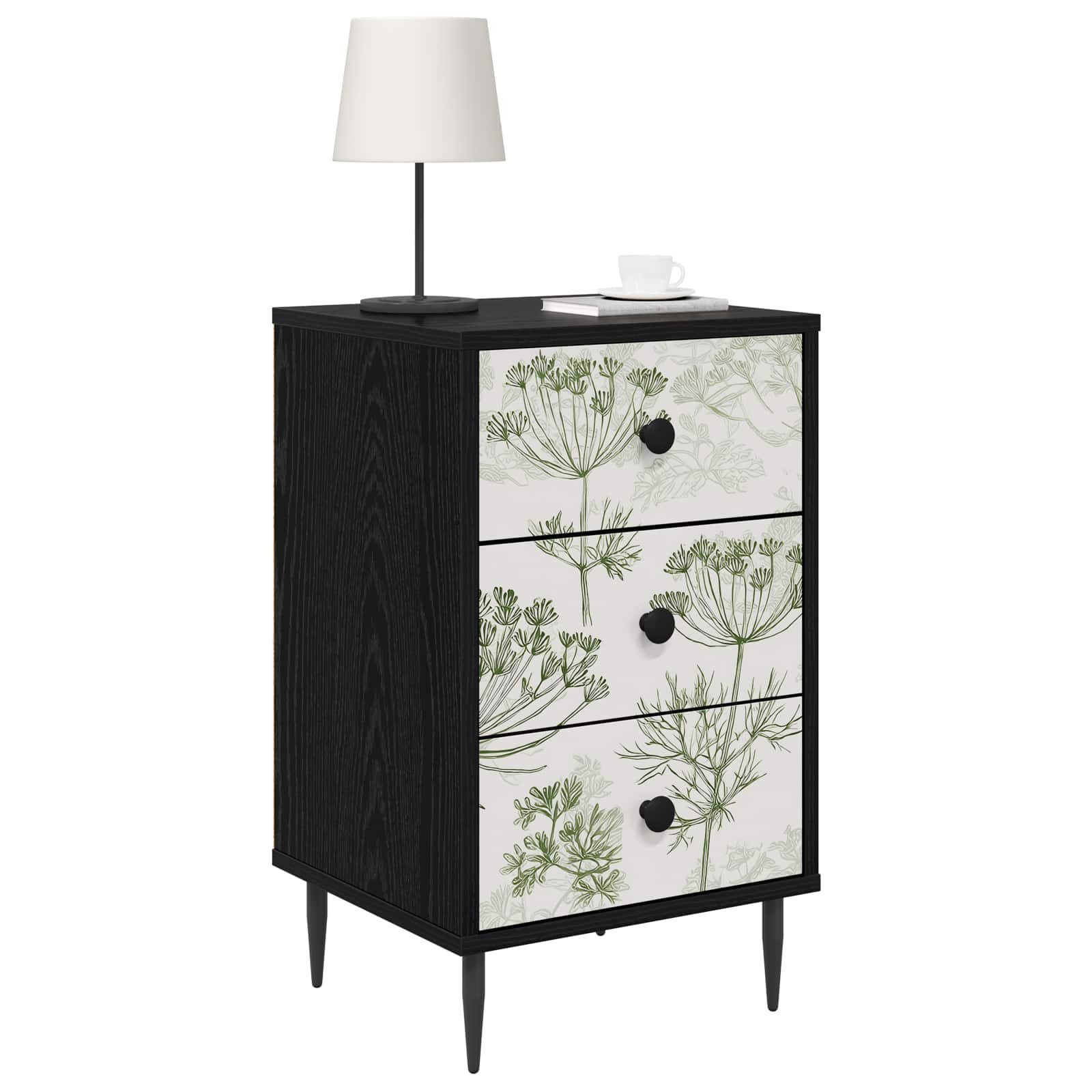 vidaXL Nachttisch Nachttisch GOTHA 2 stk. Schwarz Eichen-Optik 36 x 33 x 61 cm (2-St)