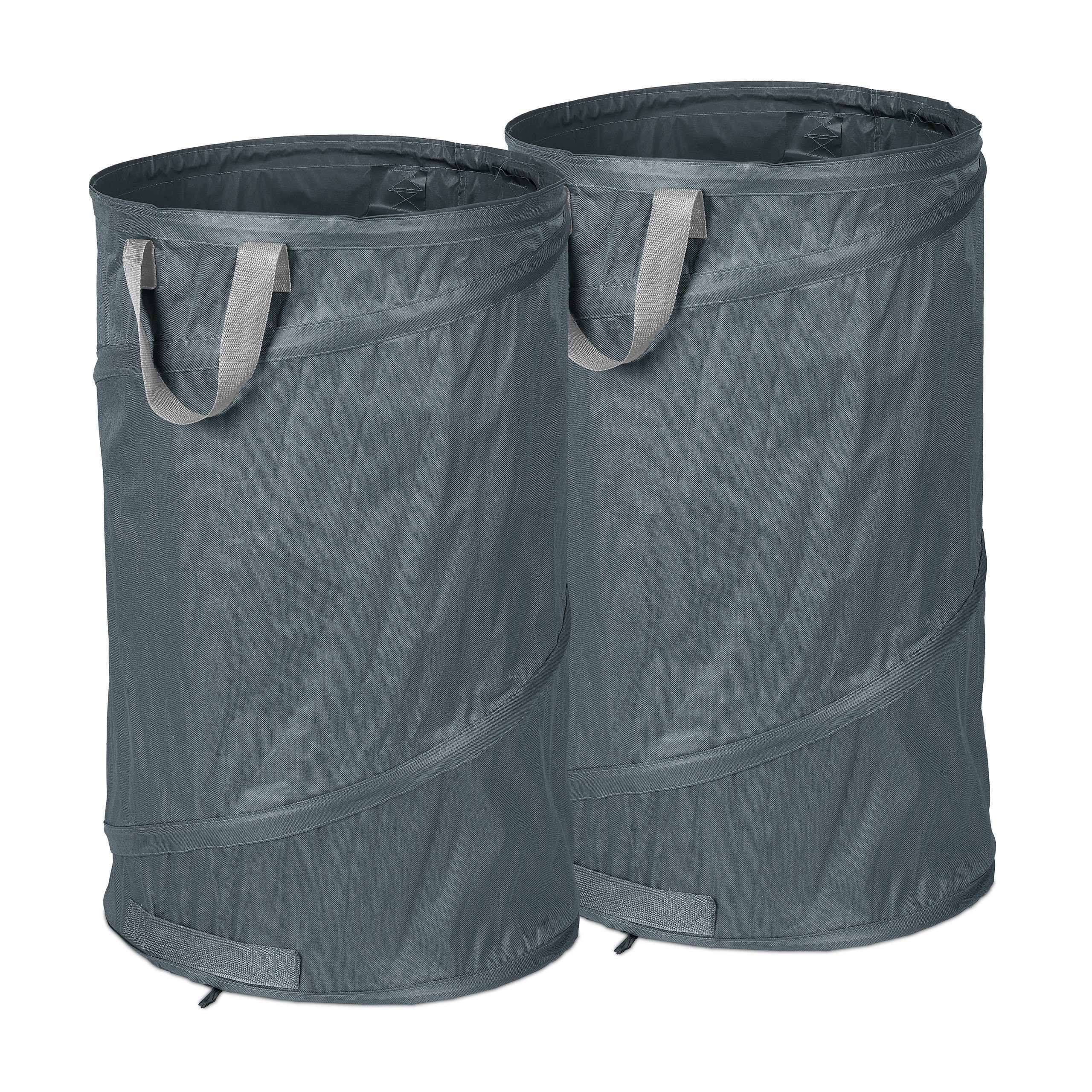 Gartensack 2er Set Pop Up Laubsack 120 L grau