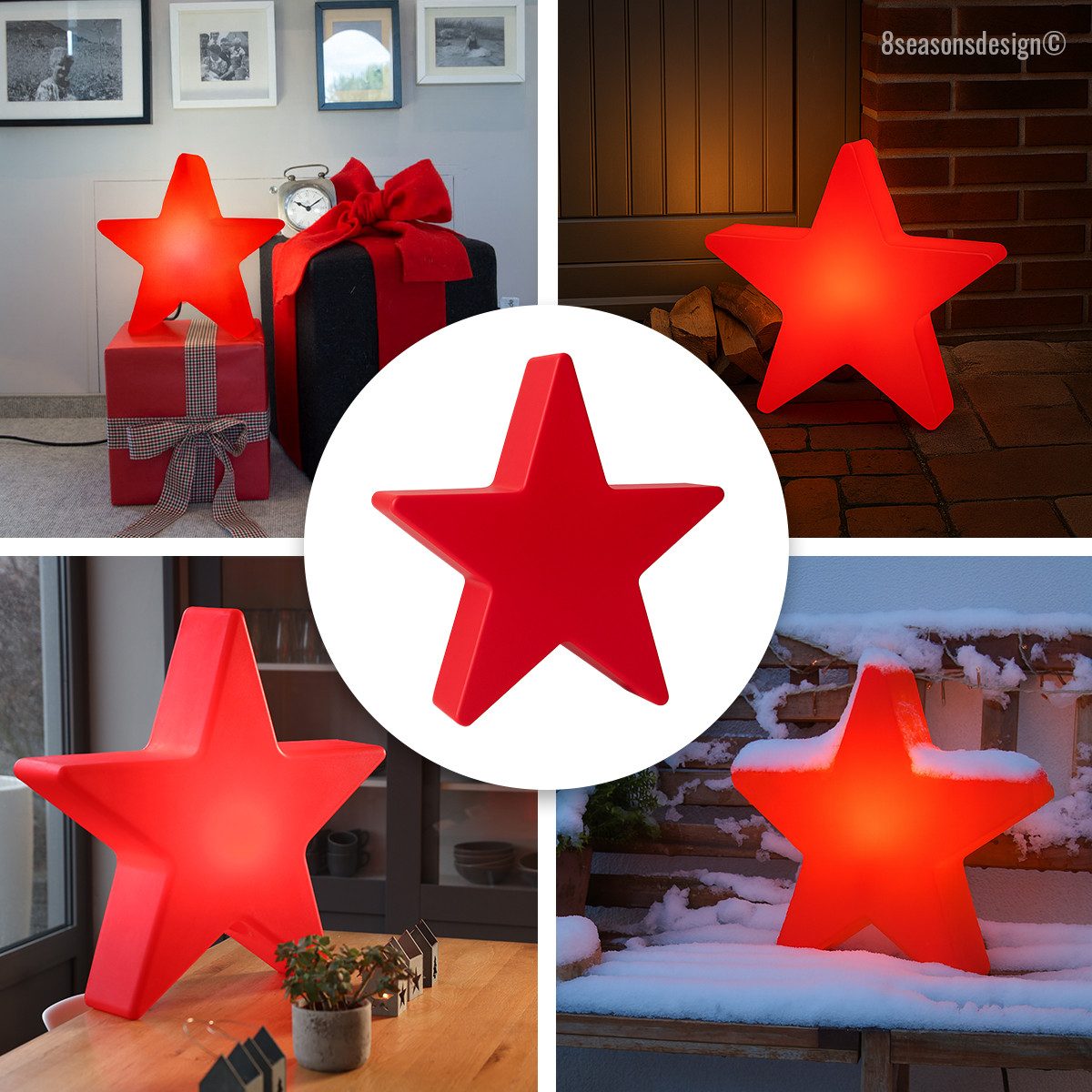8 seasons design LED Stern Shining Star, LED wechselbar, 40 cm rot für In- und Outdoor