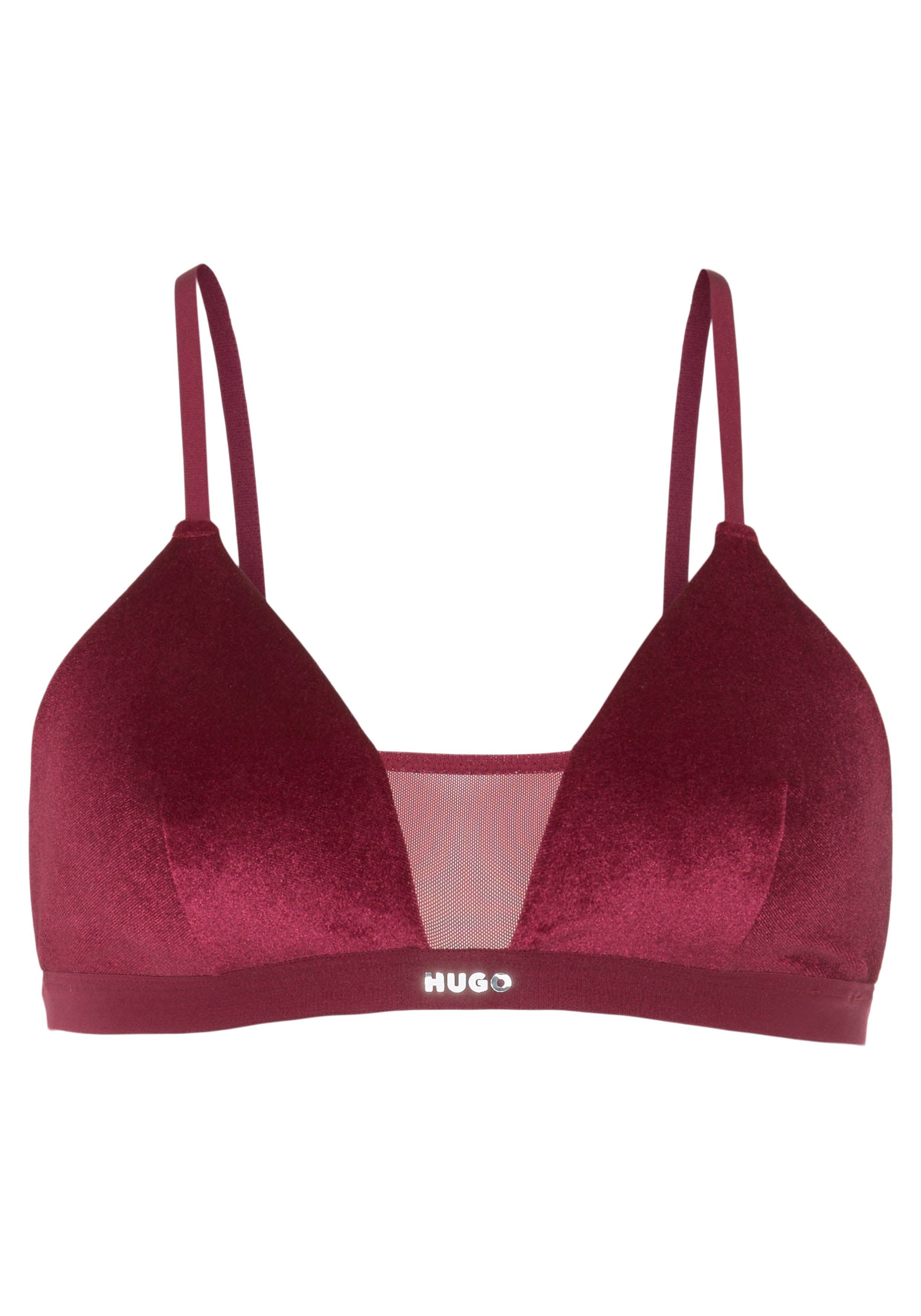 HUGO Triangel-BH TRIANGLE PAD. VELVET mit foliertem Logodruck Dark Red | Triangel-BHs