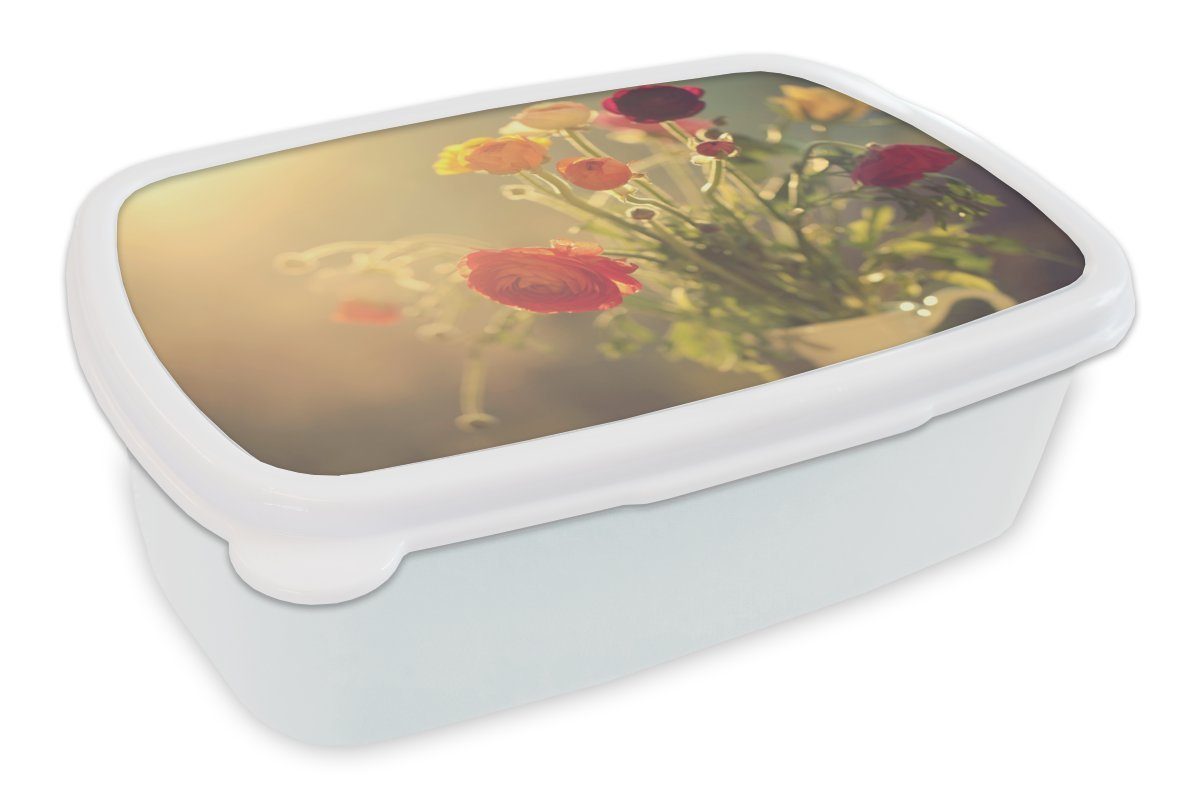Lunchbox (2-tlg), für Blumenstrauß Erwachsene, Jungs aus Butterblumen, bunten für und MuchoWow Kinder Brotbox und weiß Brotdose, Mädchen Kunststoff,