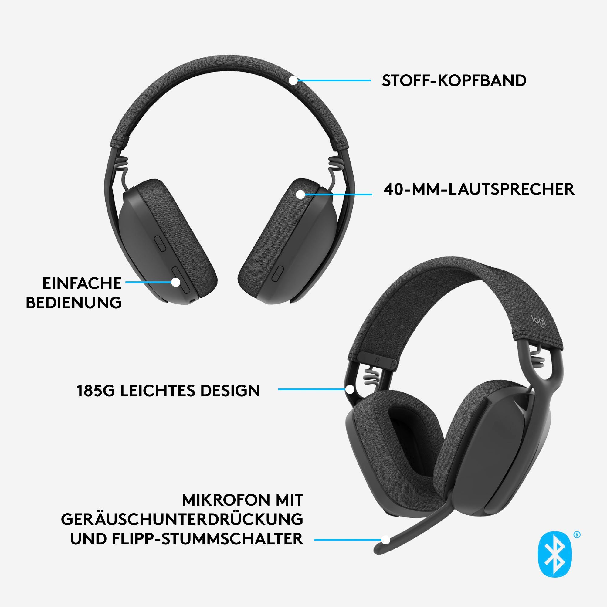 100 Gaming-Headset Vibe Zone (Noise-Cancelling, Bluetooth) Logitech