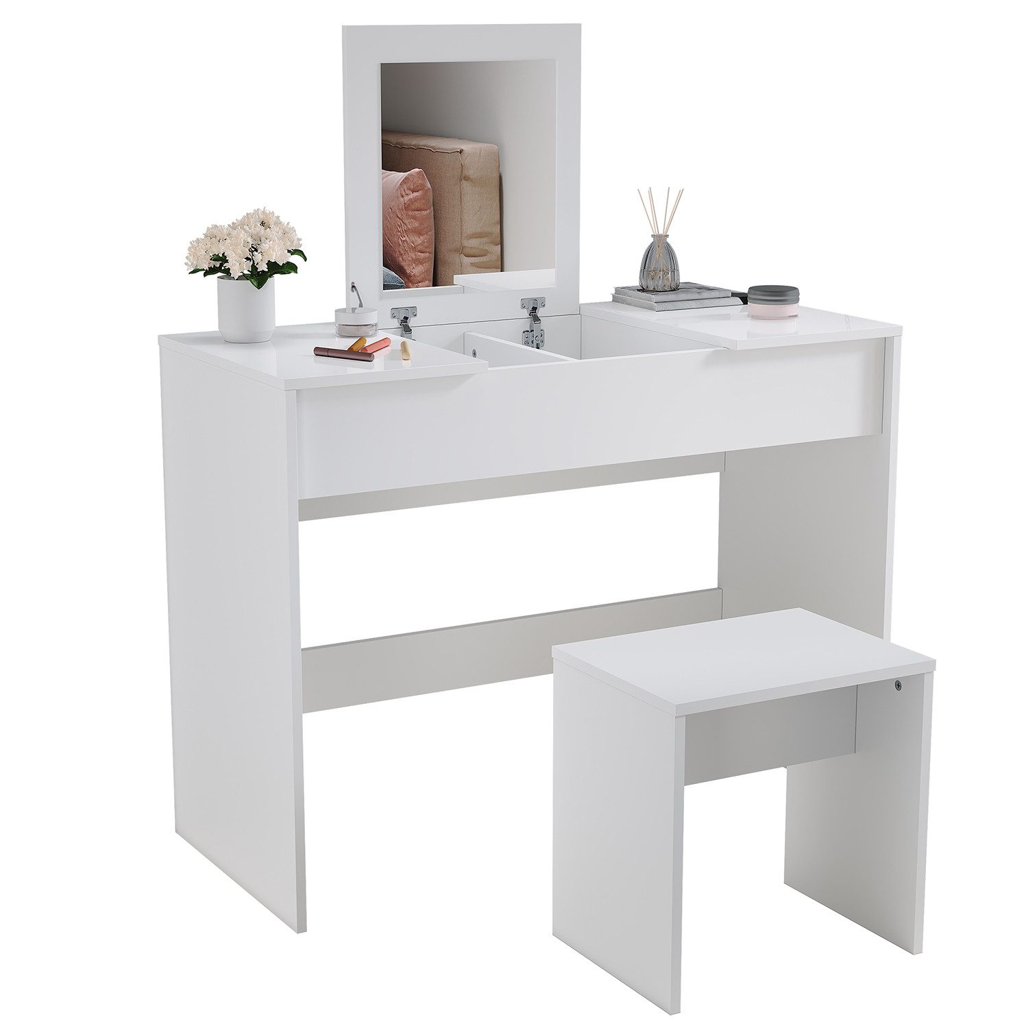 SONNI Schminktisch Schminktisch mit LED-Beleuchtung weiß, Frisiertisch, Dic günstig online kaufen