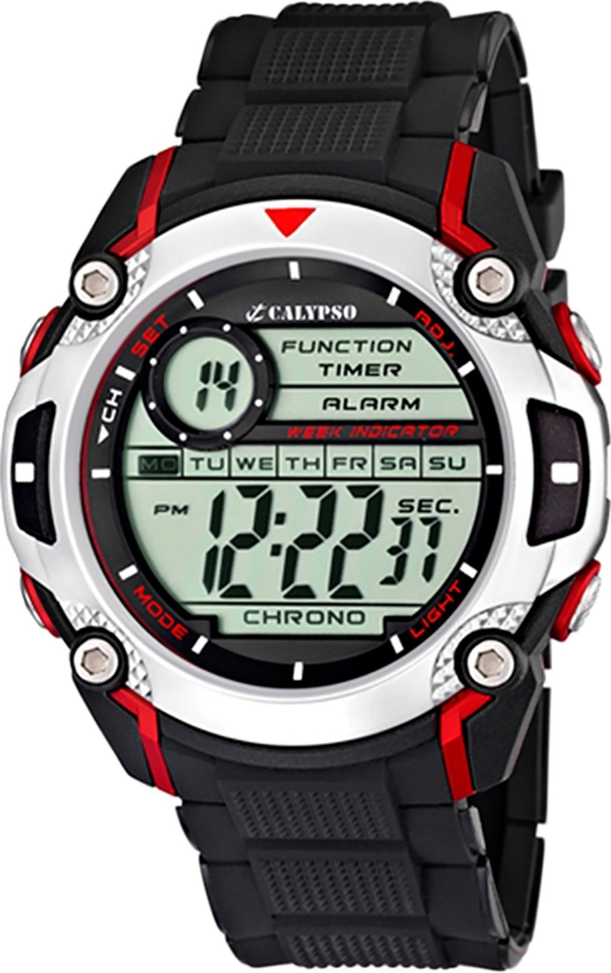 Herren Uhren CALYPSO WATCHES Digitaluhr UK5577/4 Calypso Herren Uhr K5577/4 Kunststoffband, Herren Armbanduhr rund, Kautschukarm
