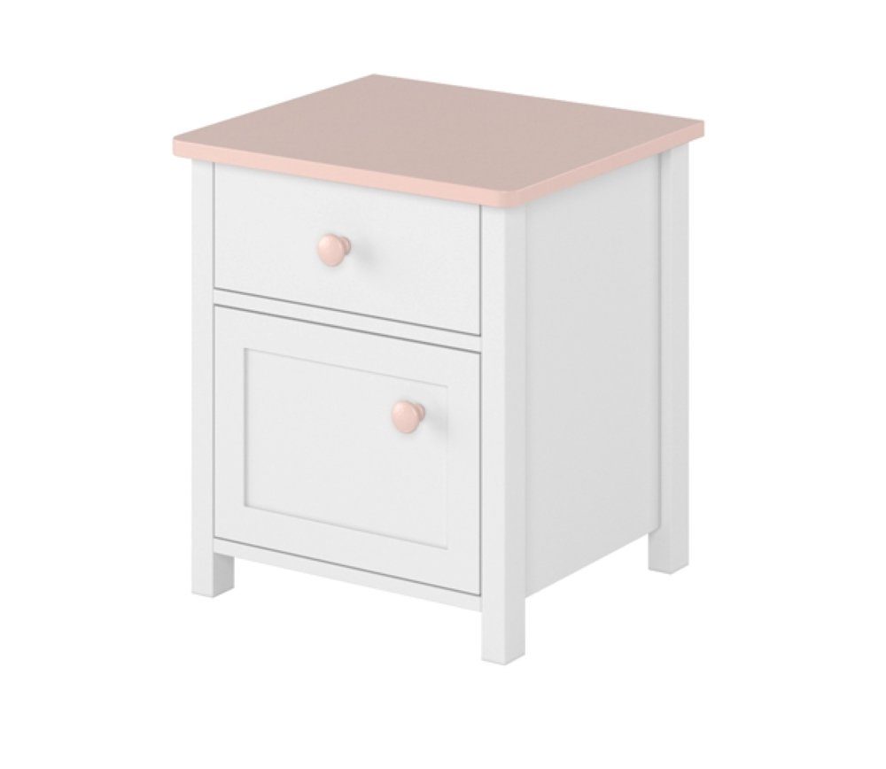 Feldmann-Wohnen Nachttisch Luna (Luna, 1-St., Nachtkonsole mit 1 Tür), 45cm weiß / rosa 1-türig