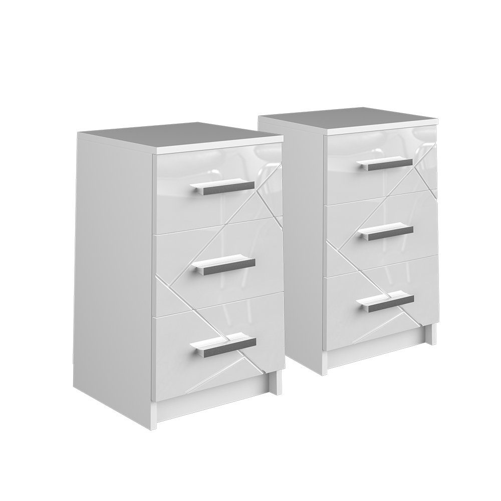 Vicco Nachtschrank Irma, Weiß Hochglanz, 37.6 x 66 cm 2er Set günstig online kaufen