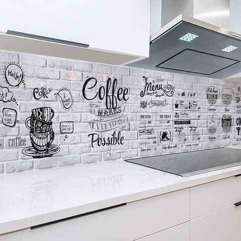 Rodnik Küchenrückwand Coffee Menu, ABS-Kunststoff Platte Monolith in DELUXE Qualität mit Direktdruck