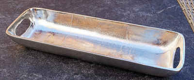 MichaelNoll Dekoschale Schale Servierplatte Dekoschale Aluminium Silber Luxus, Deko Modern aus Metall, Wohnzimmer und Küche, Tischdeko Hochzeit M 40 cm