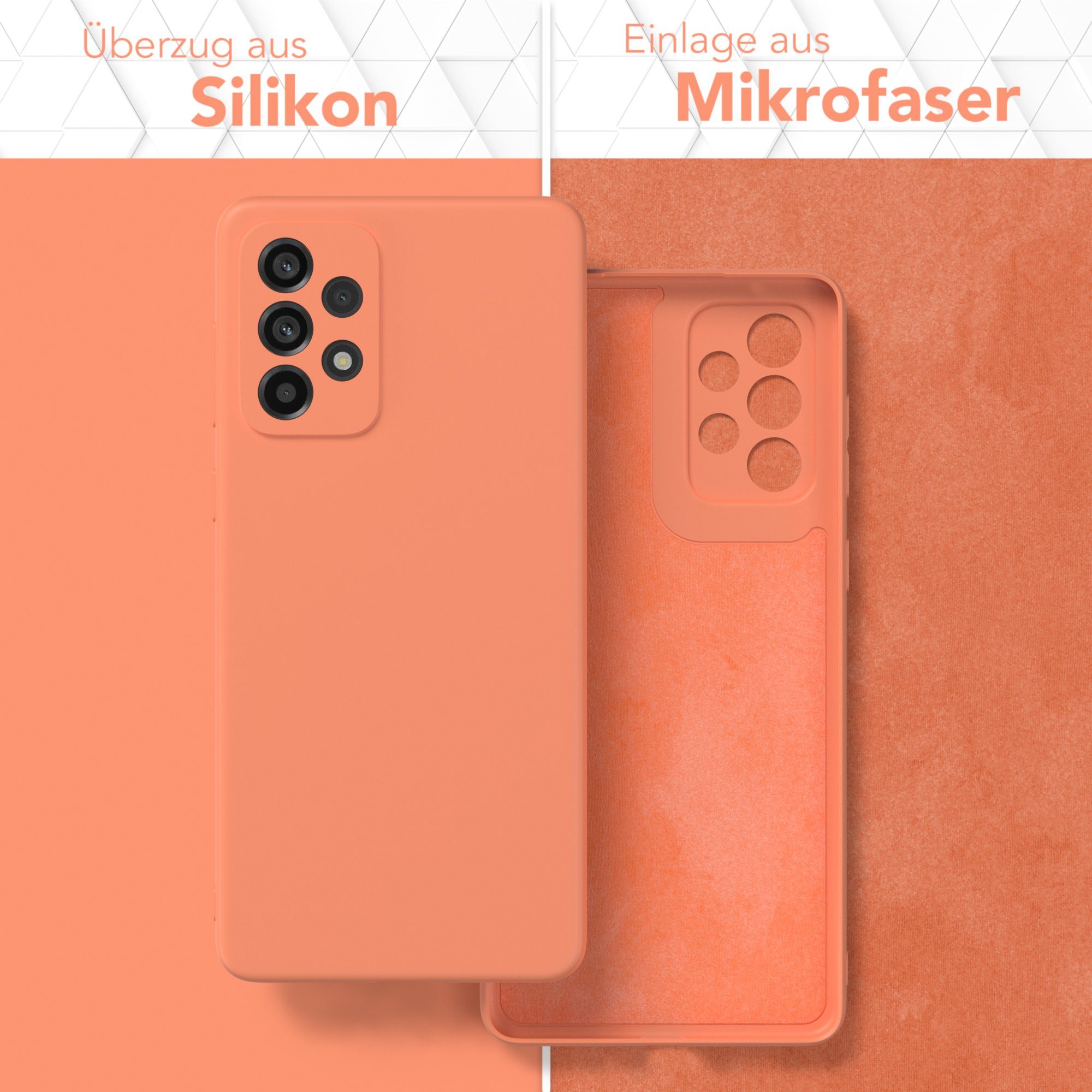 EAZY CASE Handyhülle für Samsung Galaxy A73 5G Hülle Silikon 6,7 Zoll, Schutzhülle mit Kameraschutz telefonhülle elastisch bumper tpu Orange