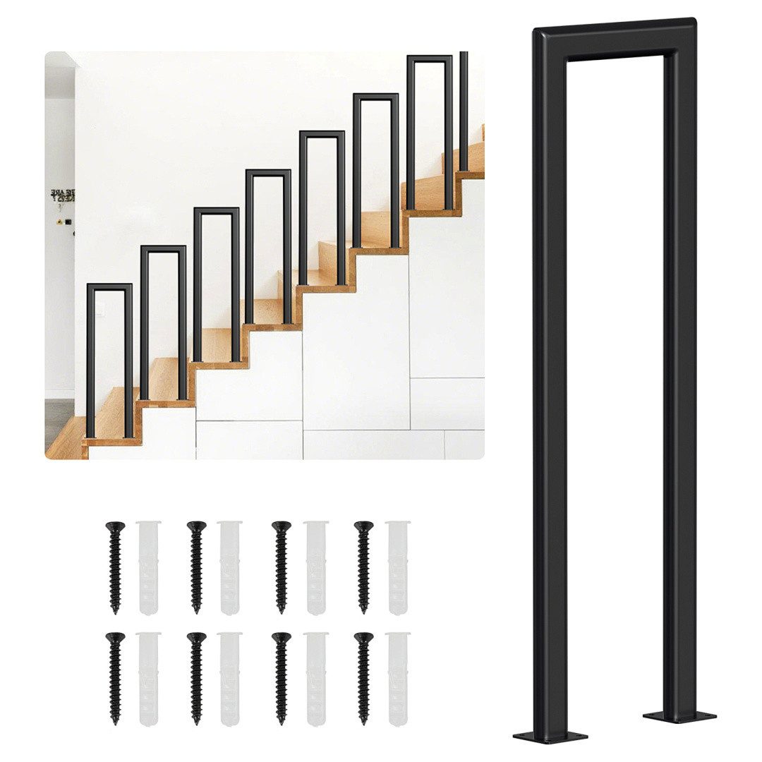 Clanmacy Treppengeländer Treppengeländer U-förmiges ovales Rohr 55 - 100 cm Weiß/Schwarz, 55 cm Höhe
