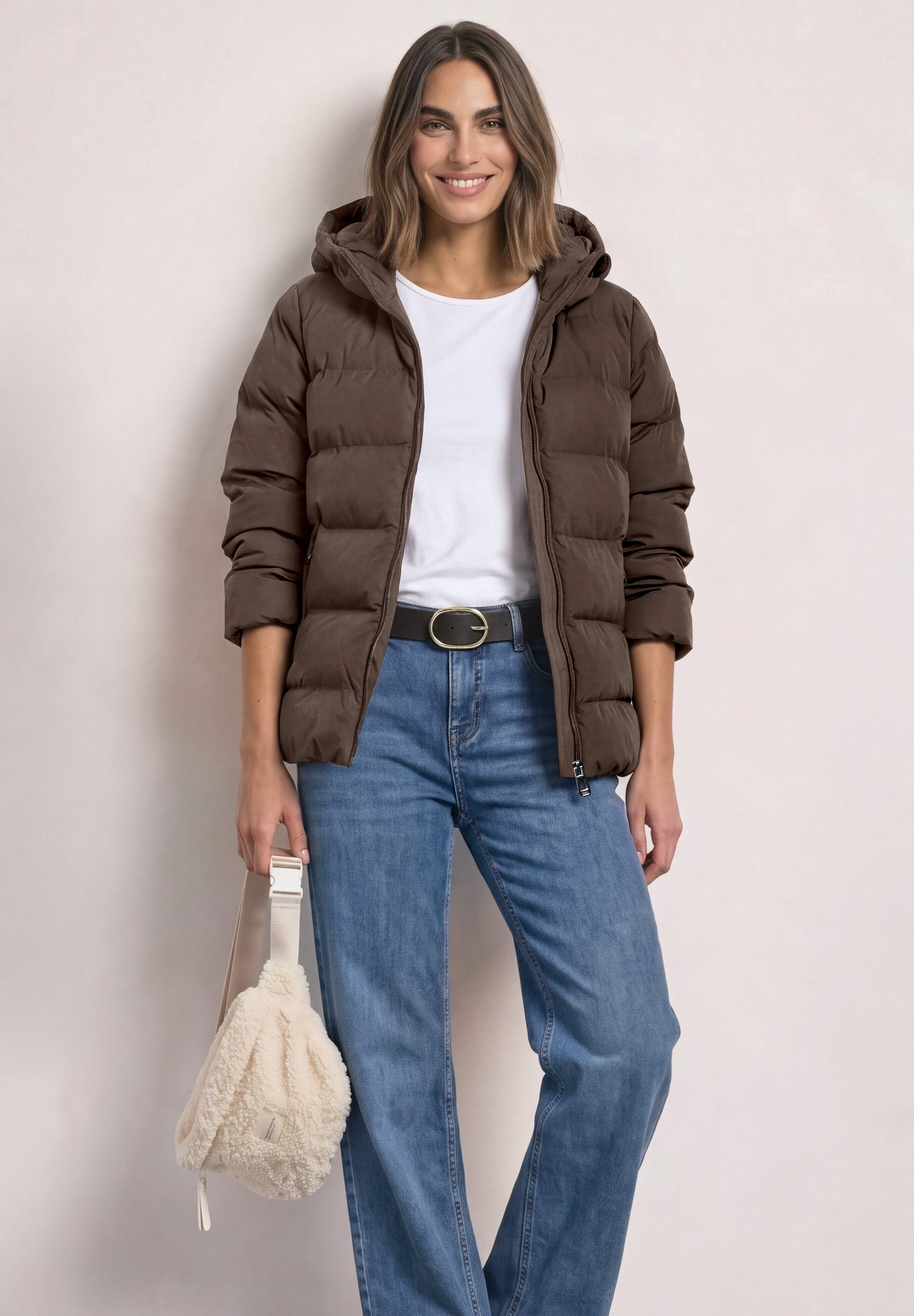 STREET ONE Steppjacke Kurze Jacke mit geklebter Steppung und kapuze