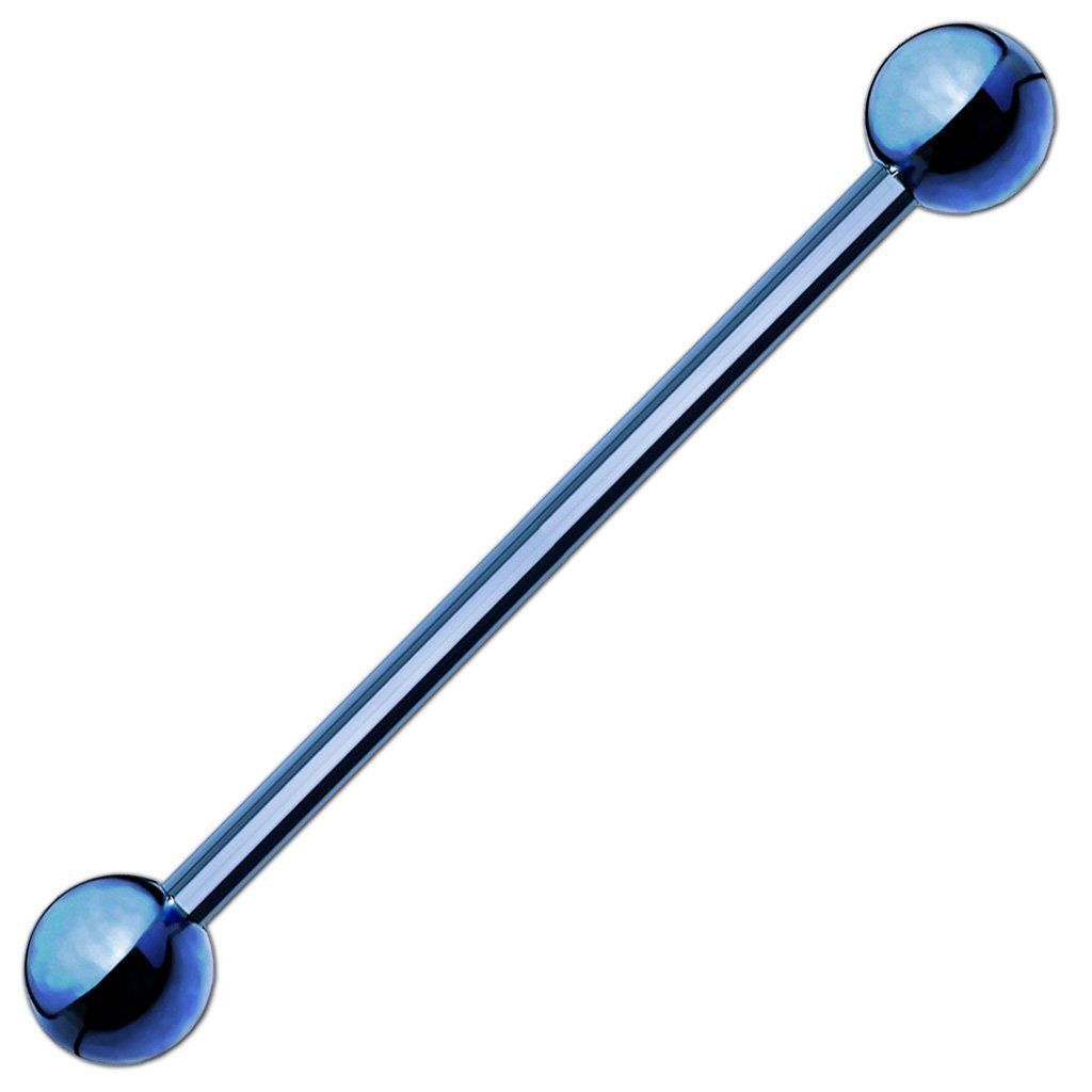 viva-adorno Piercing-Set Barbell Piercing Stab Industrialpiercing Ohrpiercing Cartilage Stecker (1-tlg), Edelstahl 1,6 x 38 x 5mm Blau
