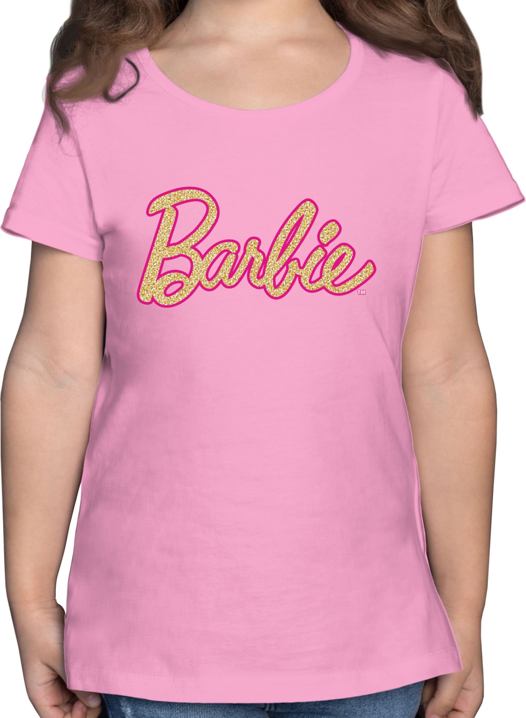 Shirtracer T-Shirt Barbie Logo Glitzer Barbie Mädchen 02 Rosa